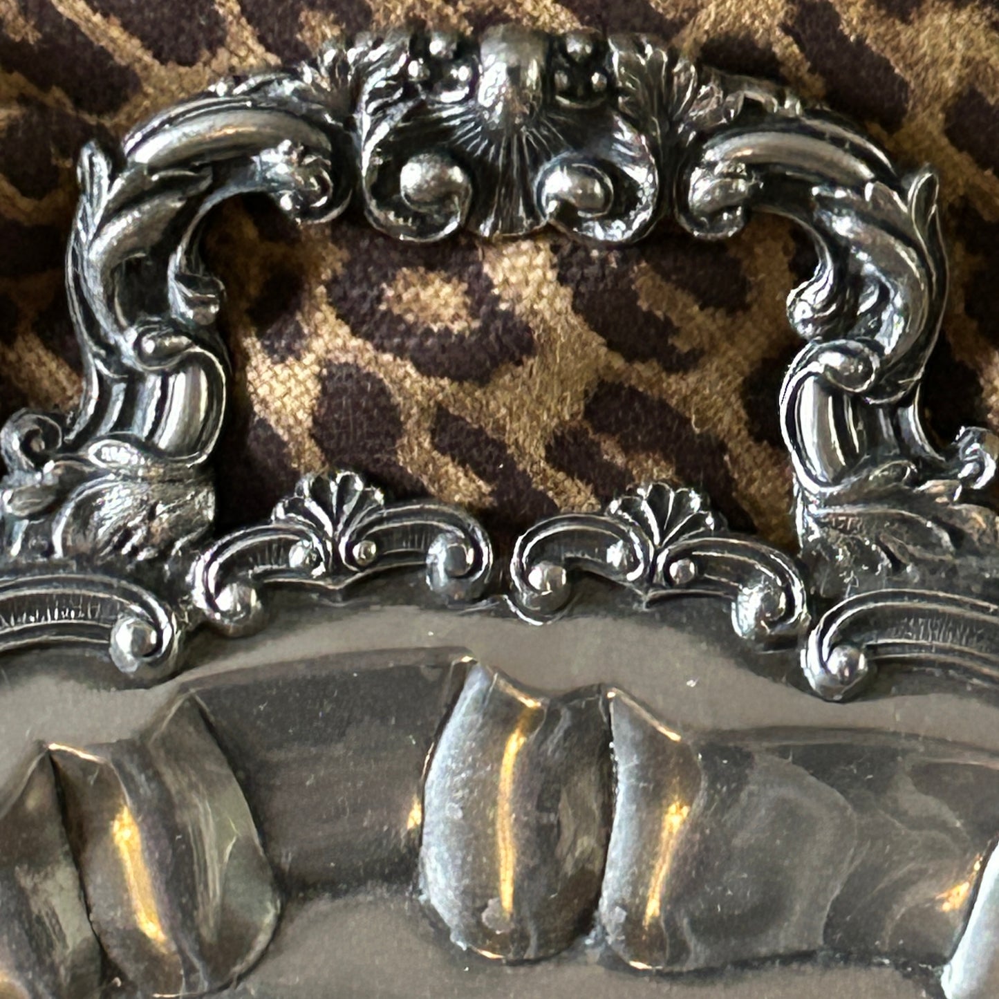 Stunning vintage Silver over copper baroque tray 18.5 x 14.5