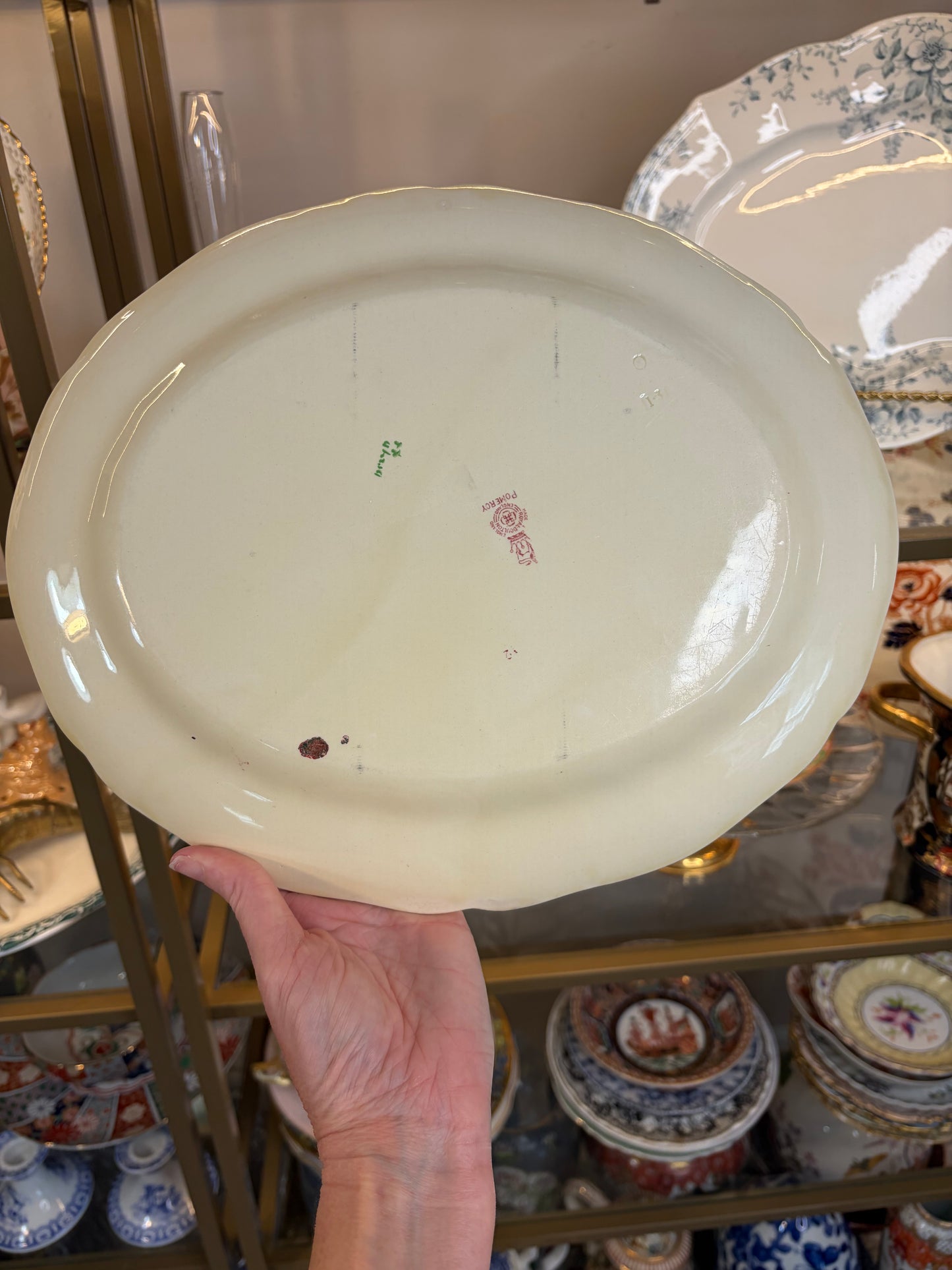 Royal Doulton Pomeroy red polychrome transferware oval serving platter!