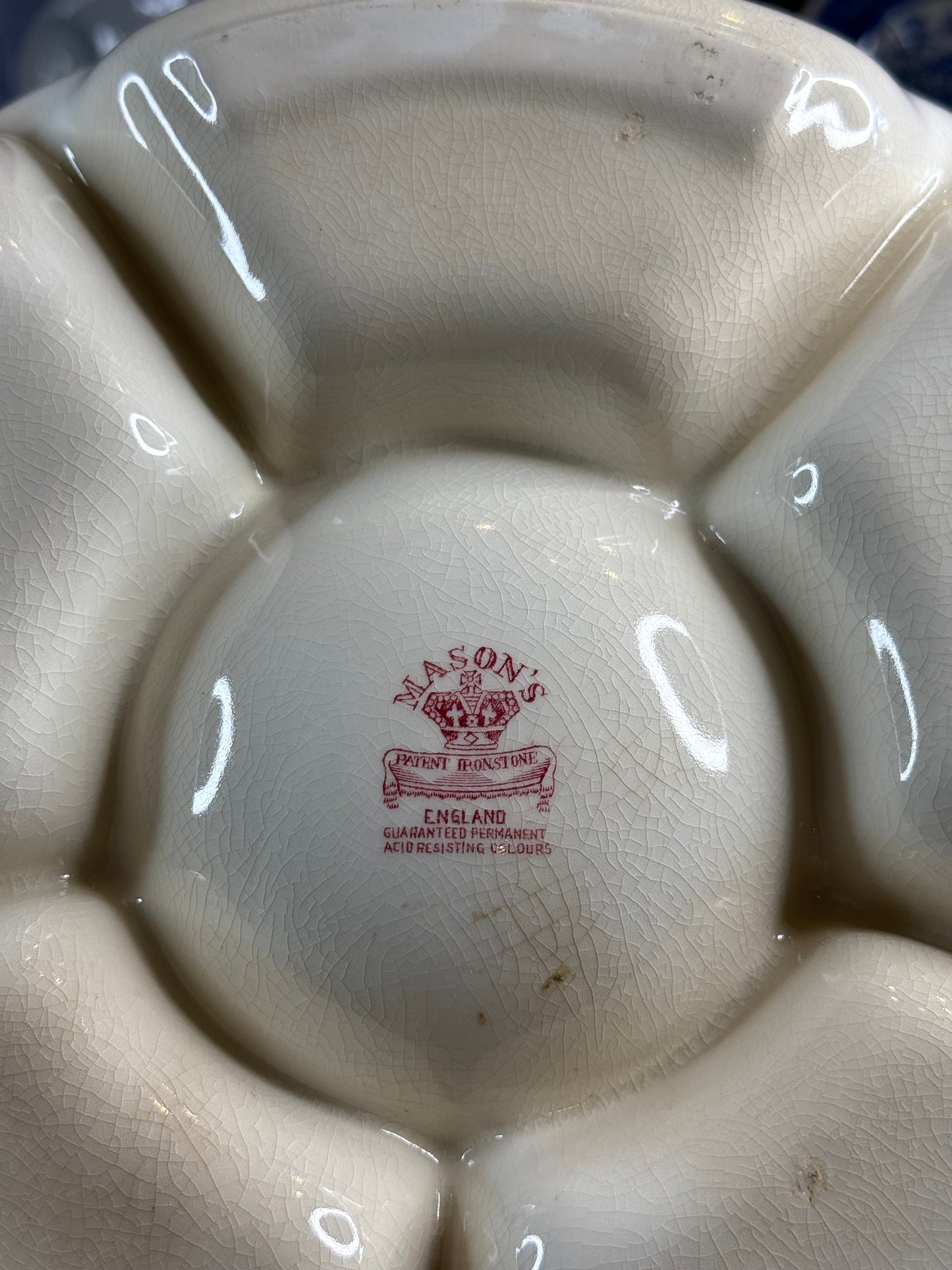 Vintage Mason’s Vista Red Transferware 6-Section Serving Tray | 12” English Ironstone