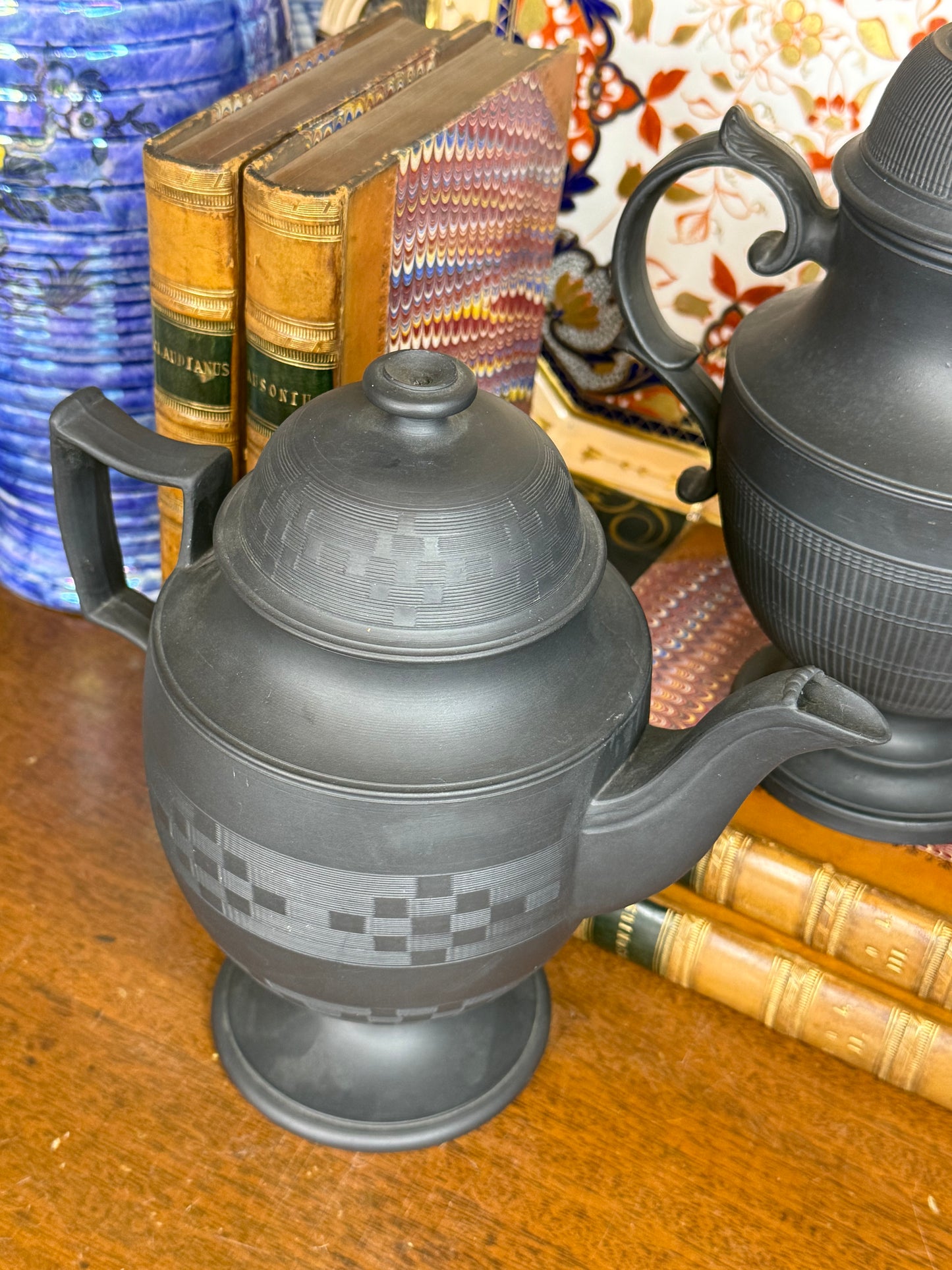 Antique Black Basalt Coffee Pot | English Stoneware | Circa 1800s (2 available)