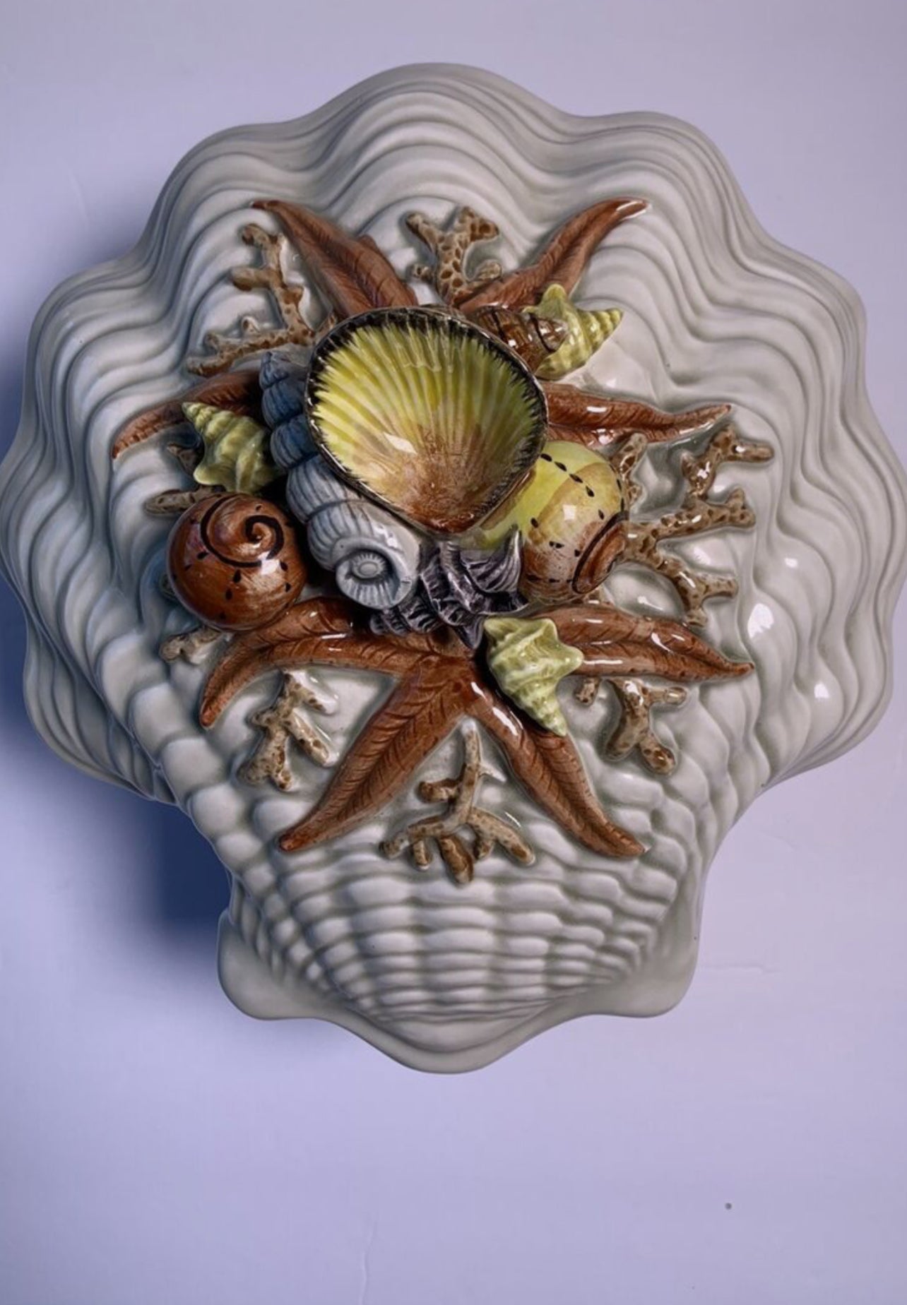 Showstopper vintage Fitz & Floyd Sea Clam Coquille Tureen plaque TOP