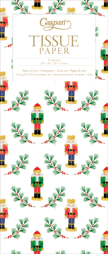Caspari Little Nutcracker Christmas Tissue Paper – Package of 4 Sheets | Holiday Gift Wrap
