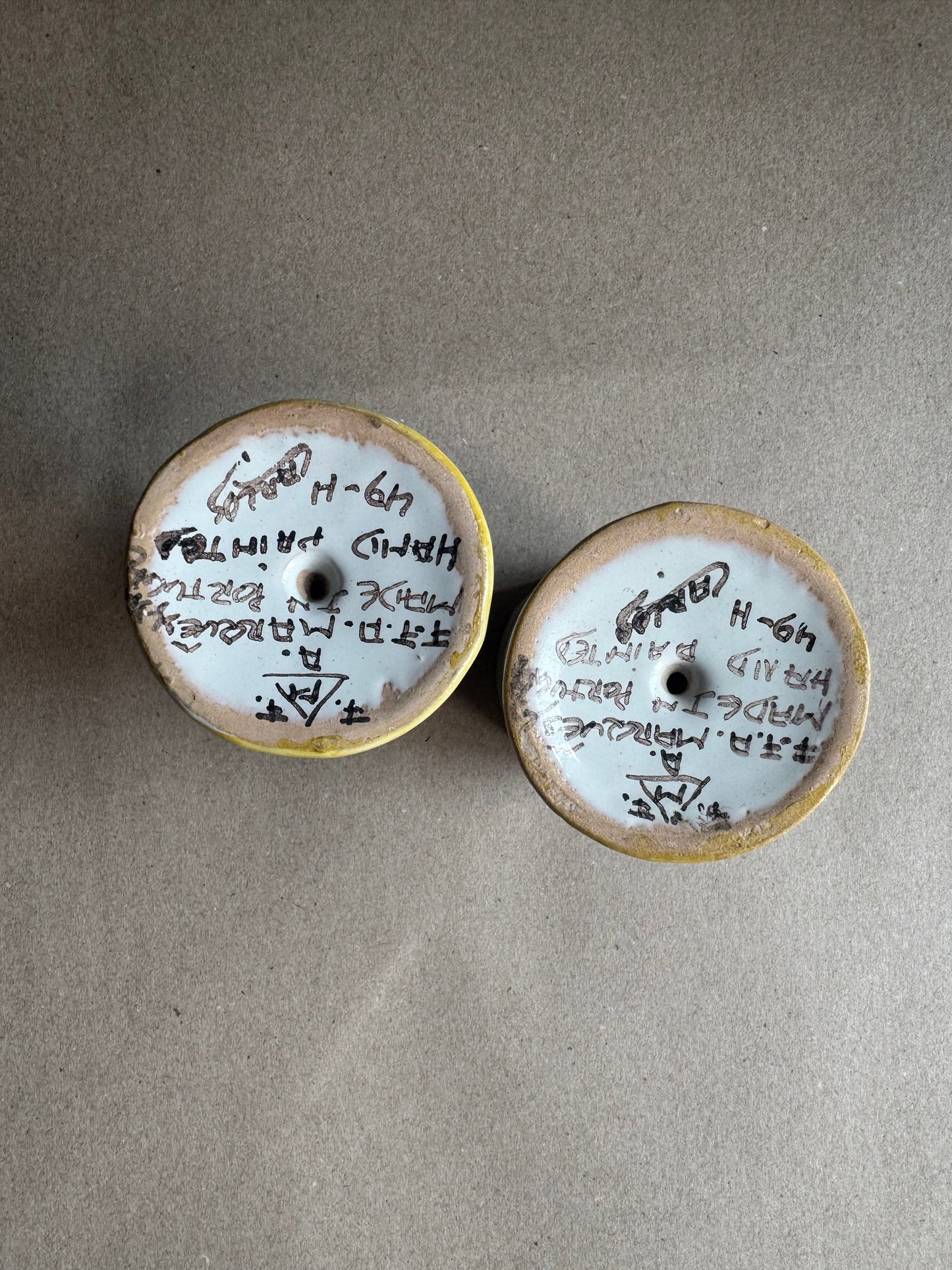 Pair of Hand-Painted Portuguese Faience Egg Cups