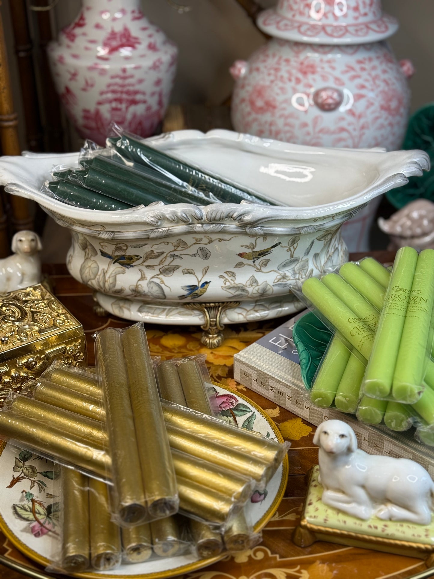 Caspari Straight Taper 10" Candles in Hunter Green - 2 Candles Per Package