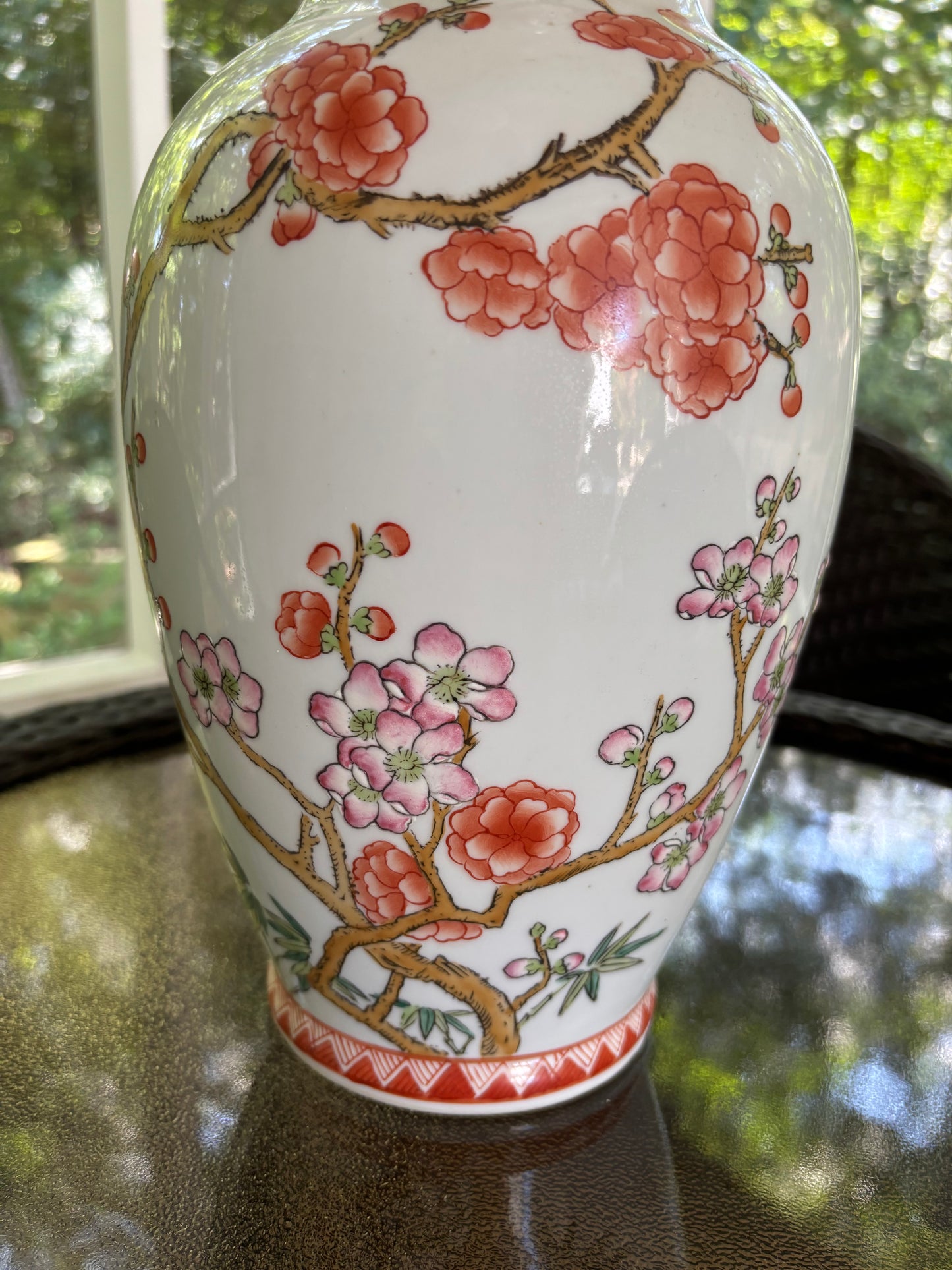 Beautiful 14.5” tall floral and bird vase!