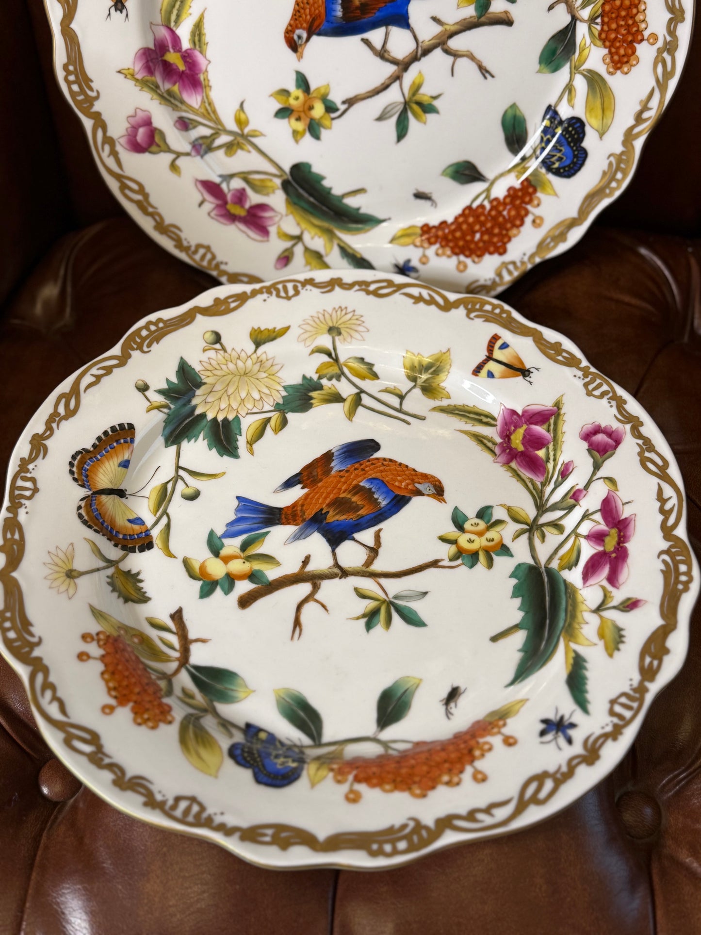 RESERVED: Chelsea House Porcelain Chargers Dia. 12.5" hand painted pair