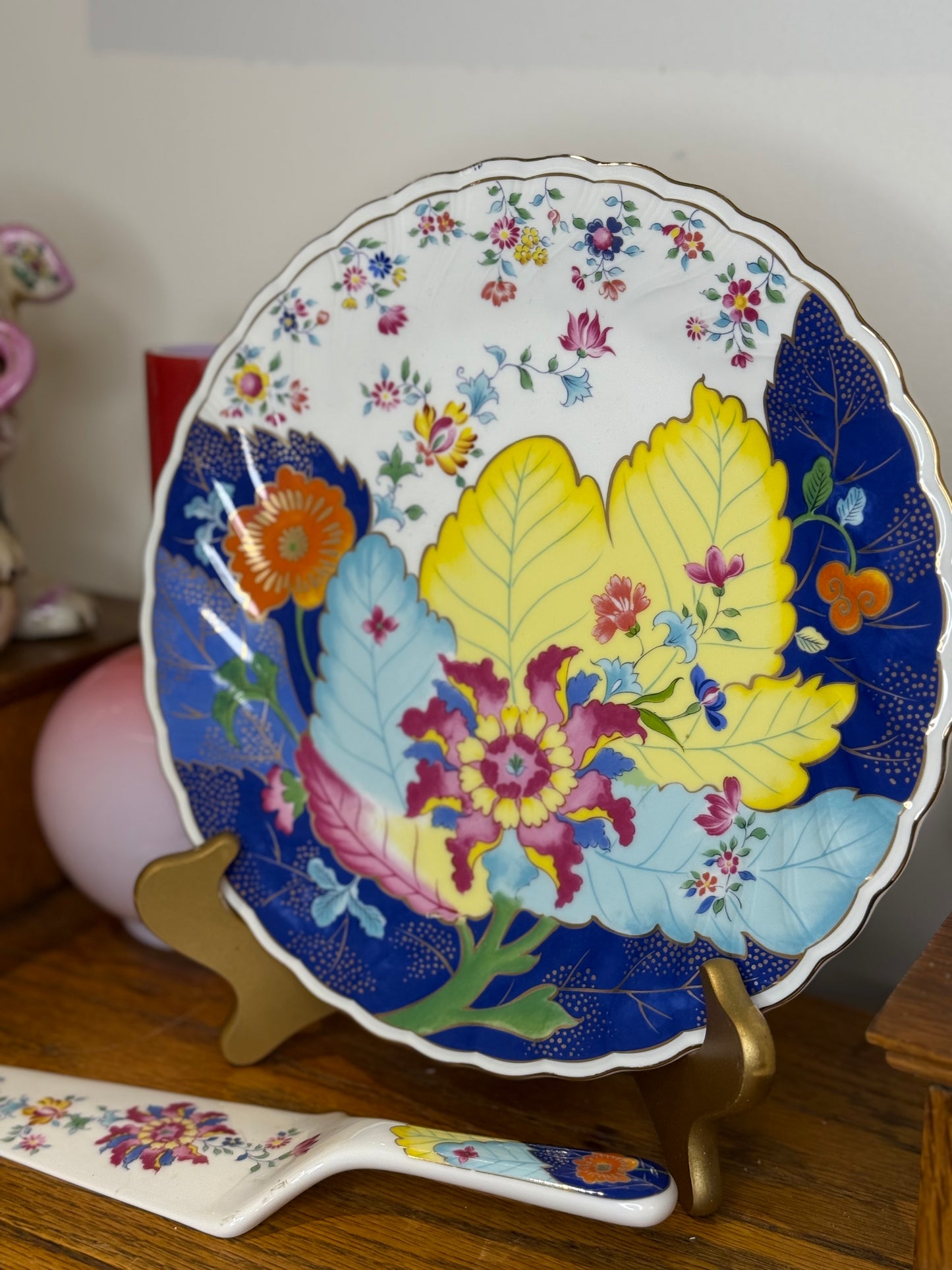 Smithsonian Tobacco Leaf Porcelain 10.5”D Plate & Server | Museum Collection Reproduction, Made in Japan