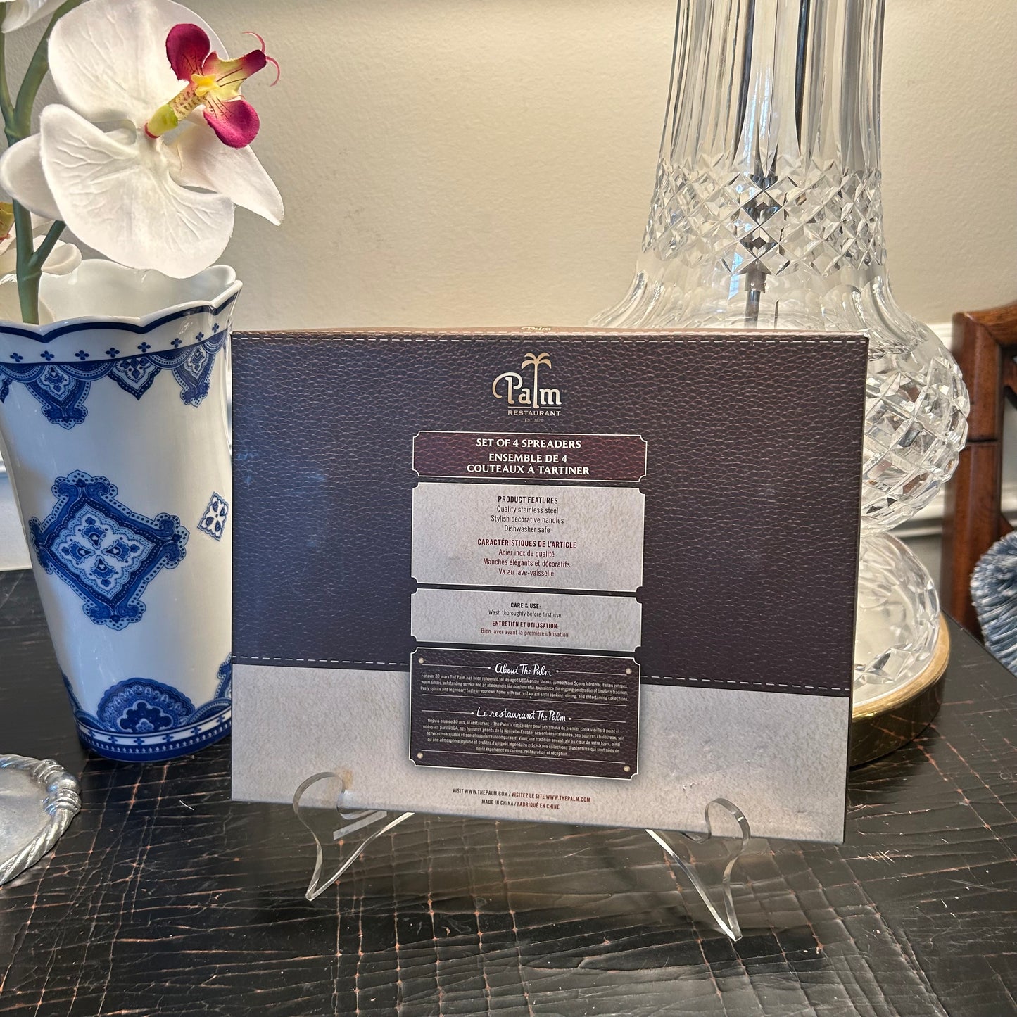 set of four New in box silver stainless cheese knives or spreaders .