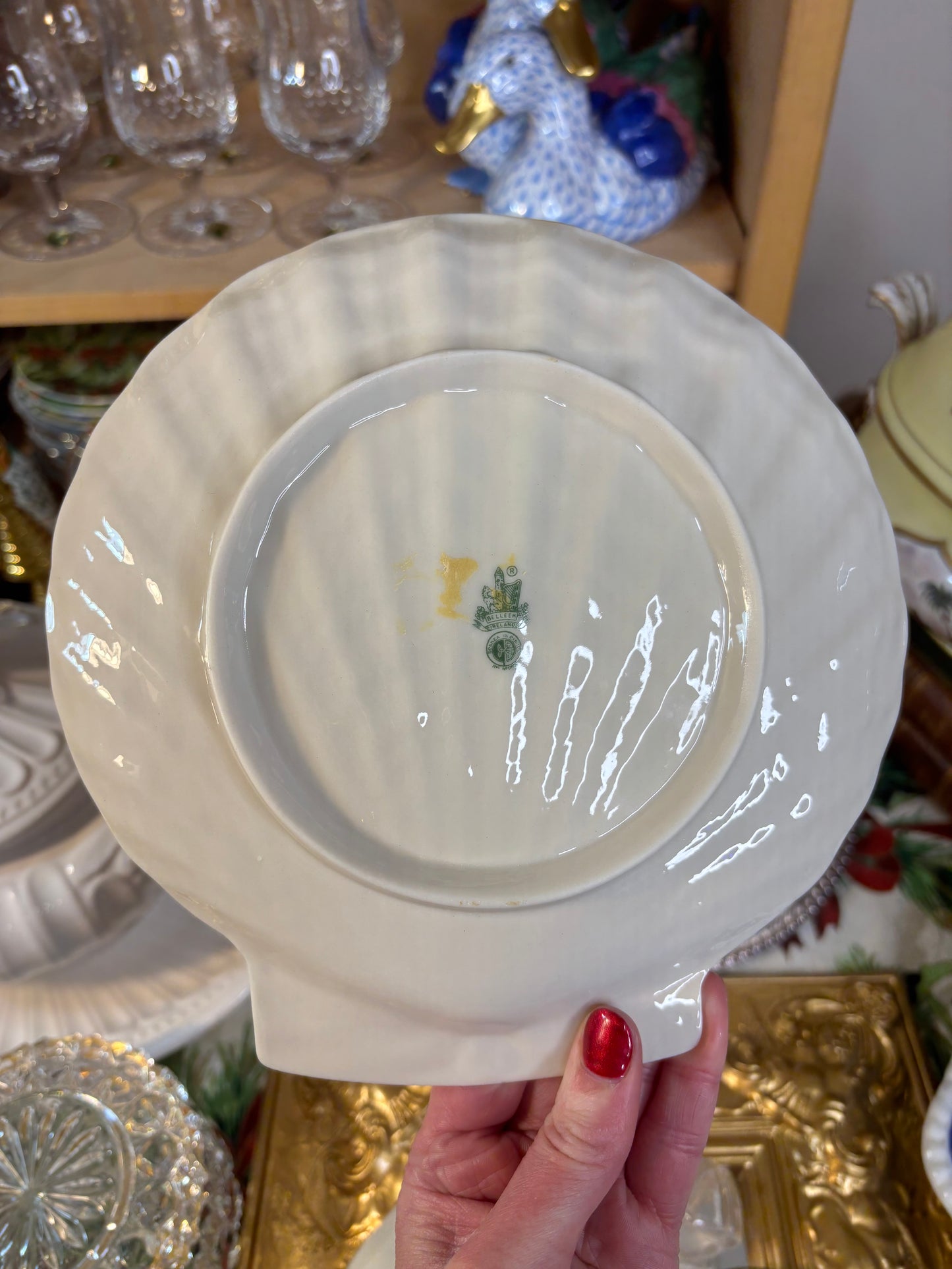 Belleek Irish shell plates set of 3!