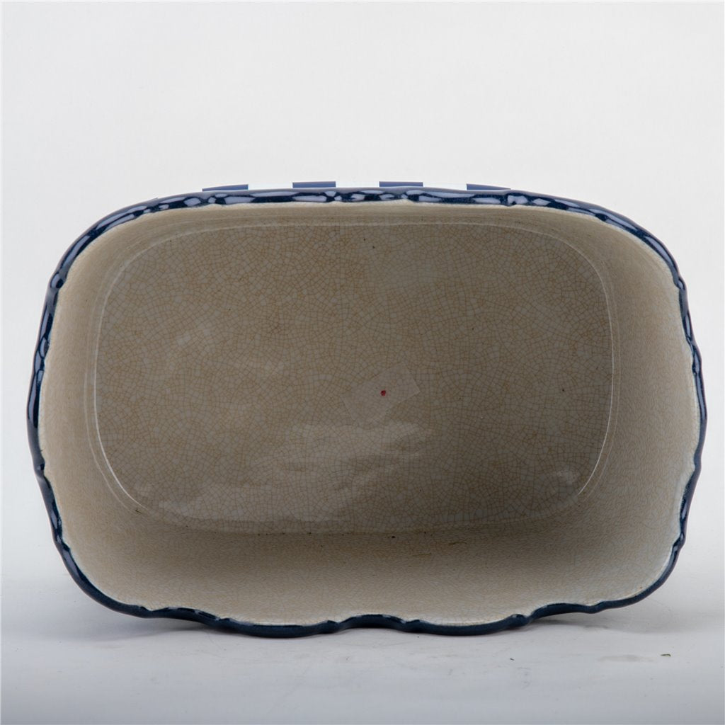 Danny's Fine Porcelain Blue & White Check Porcelain Planter | 12.5" x 8" x 7"
