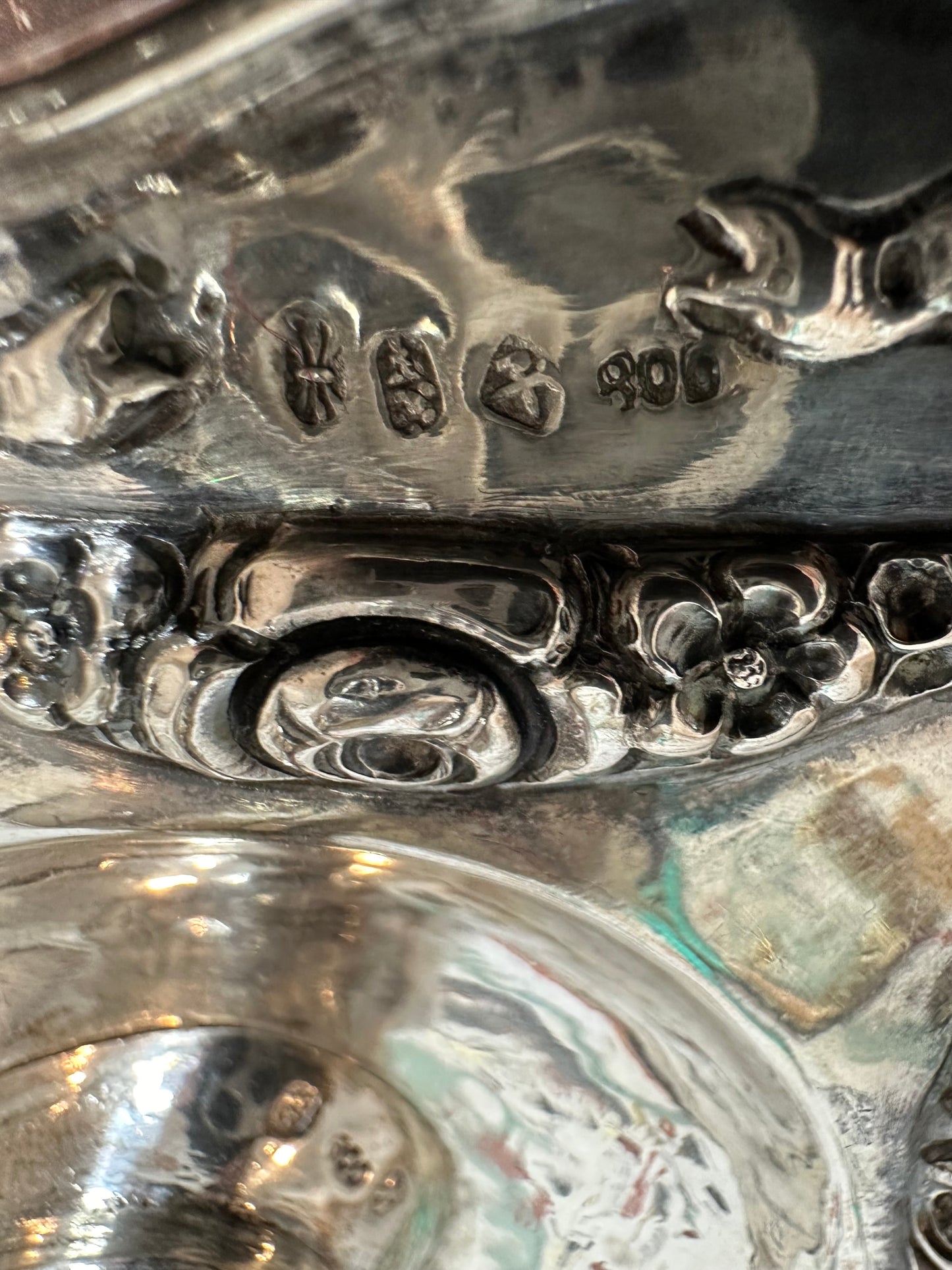 STUNNING! 19th-Century Hand-Hammered 800 Silver Gravy Boat & Attached Underplate — Louis XVI Style Repoussé