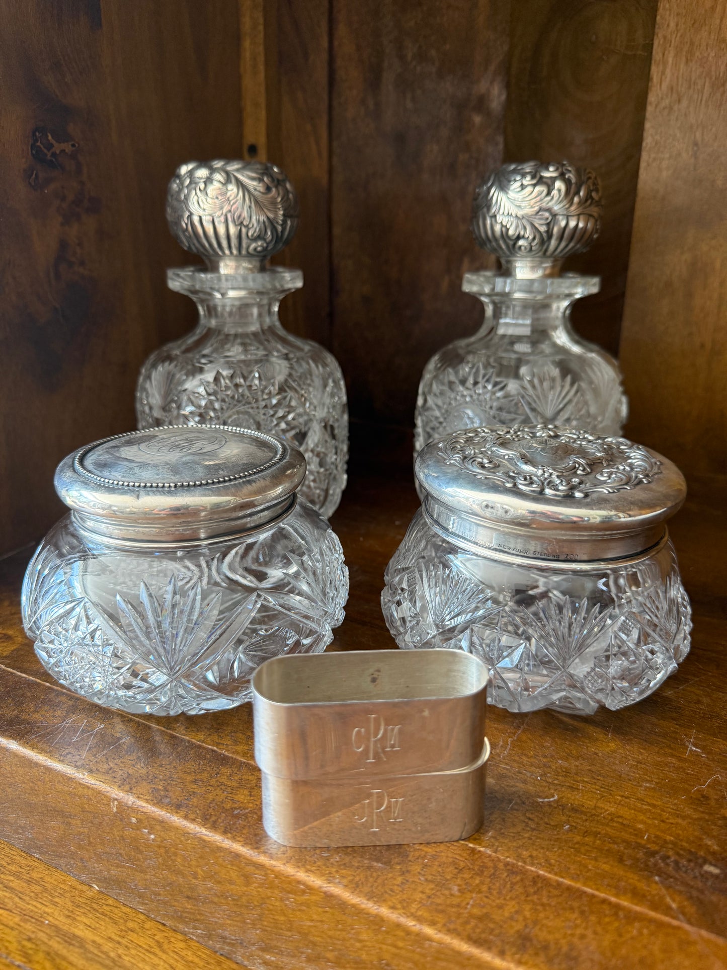 Vintage Sterling Silver Monogrammed Oval Napkin Ring Holders - Choose CRM or JRM