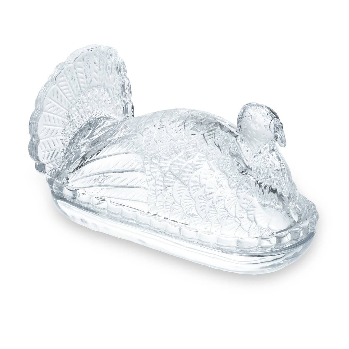 Crystal Turkey Covered Box | Thanksgiving Harvest Candy Dish with Lid | Dimensions: 6.89 X 3.54 X 4.33"