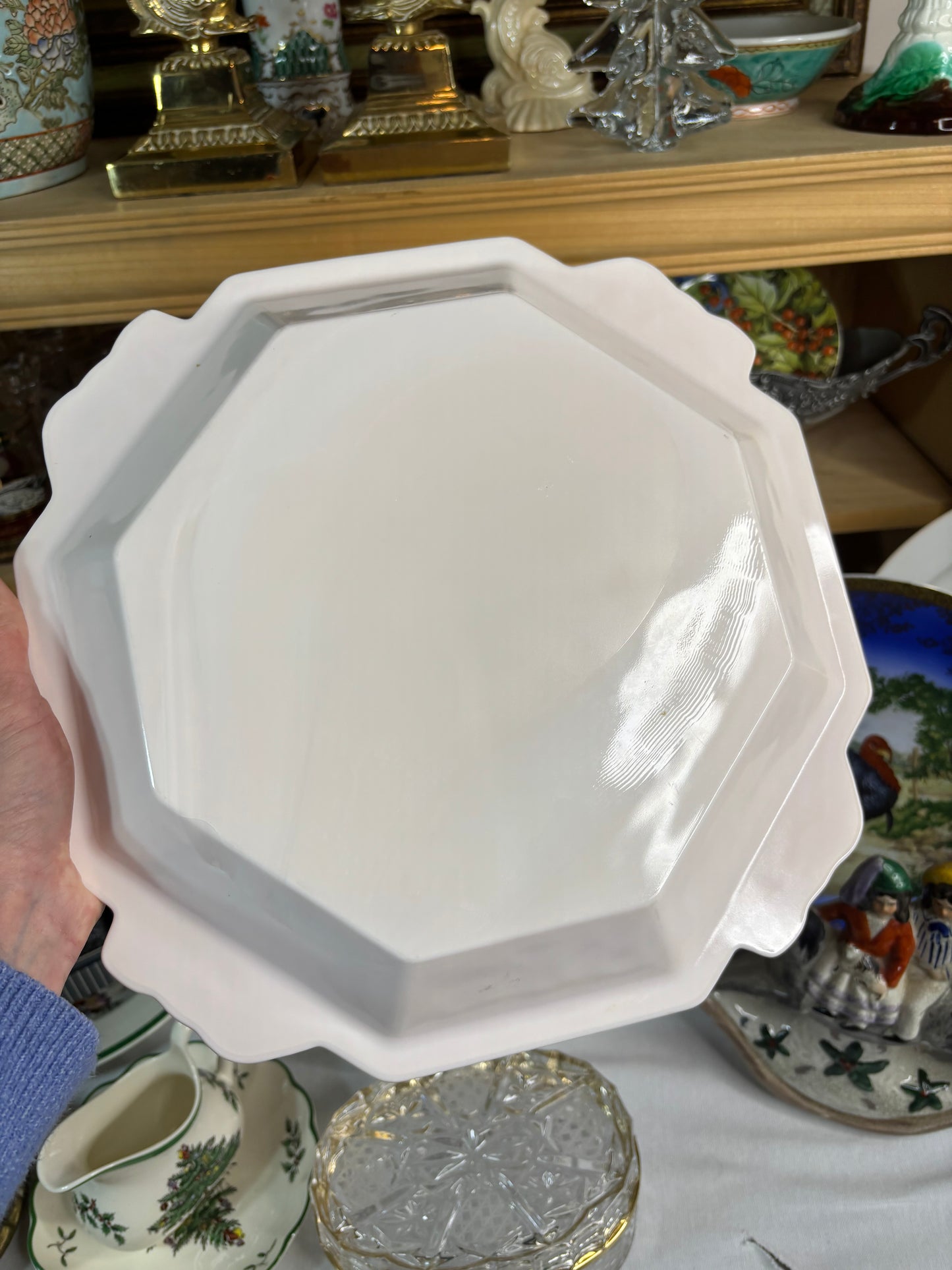 Vintage pink milkglass serving divided platter!