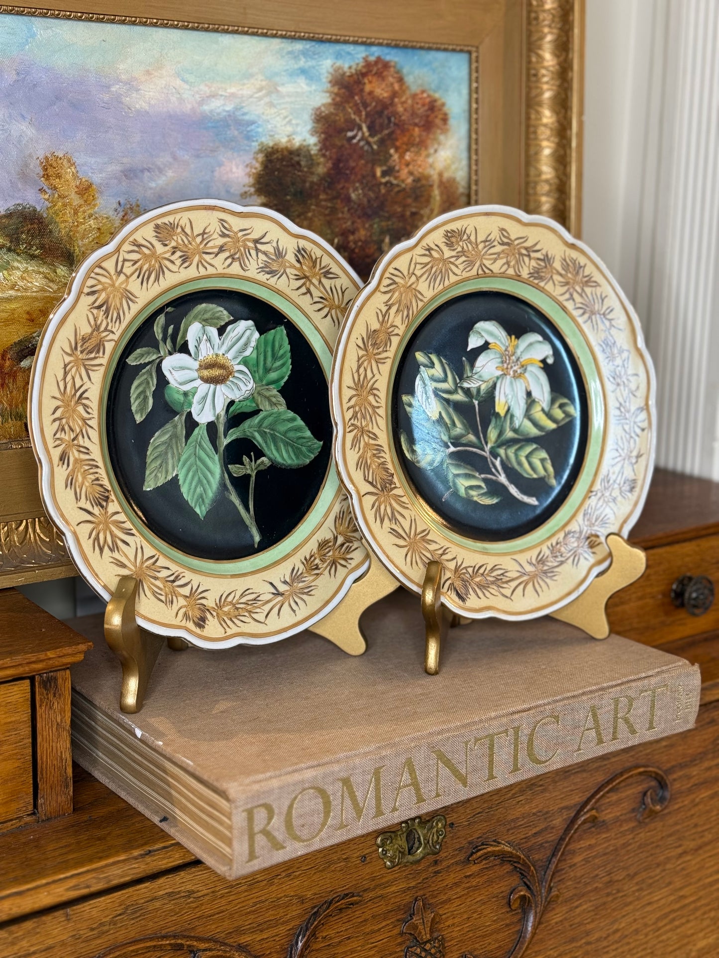 Danny’s Fine Porcelain - Hand-Painted Botanical Porcelain Plate Pair