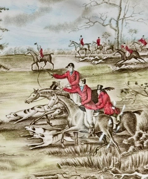 Vintage Johnson Brothers Tally Ho “View Haloo” Hunt Scene Service Plate | England, c. 1957–1974
