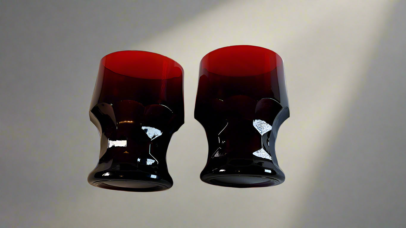 Vintage Ruby Red Viking Glasses, set of 8