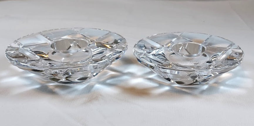 Crystal Votive Candle Holders, Set of 2 by Orrefors Sweden "Madison Design"