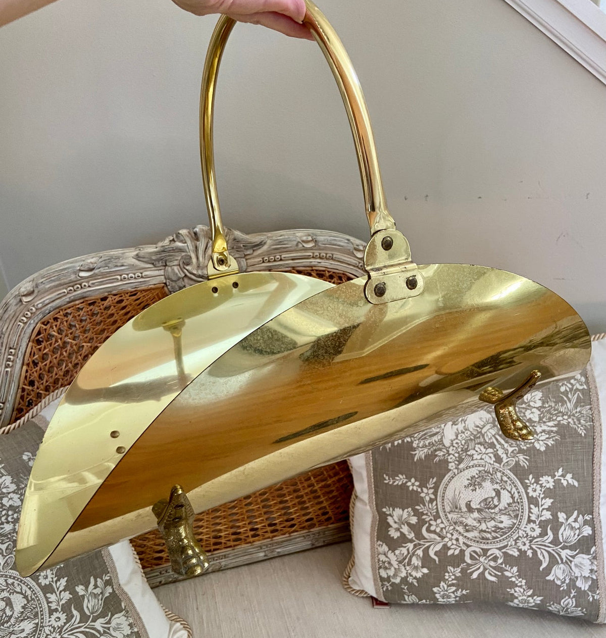 Handsome Vintage Brass claw leg chippendale Firewood Basket