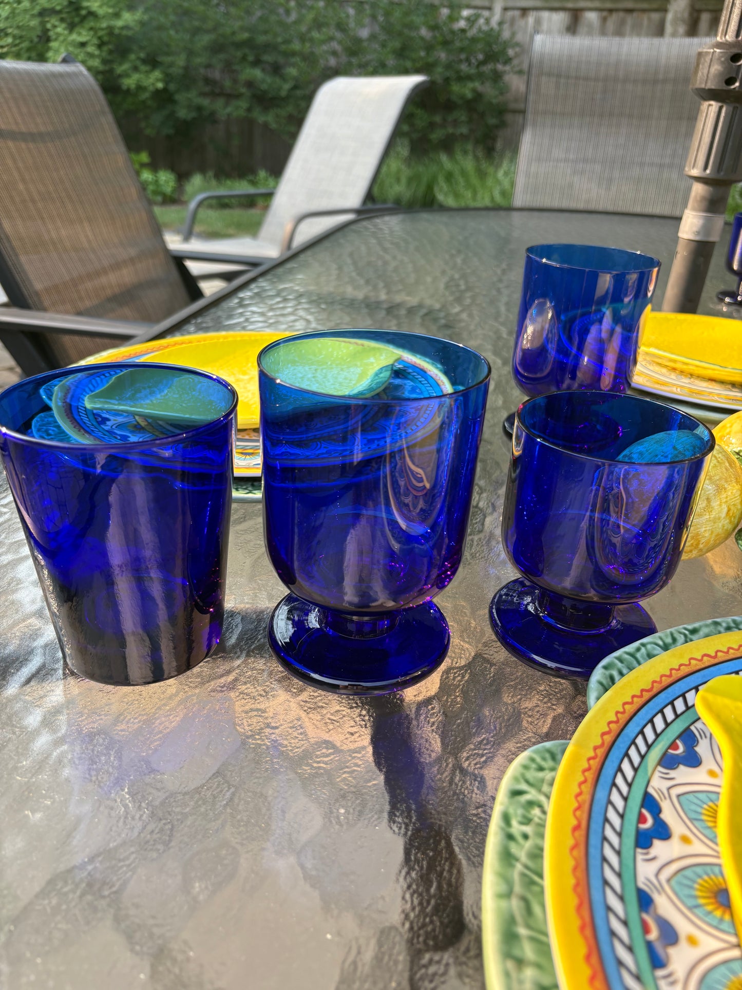 Set (4) Colbalt Footed Glasses Large