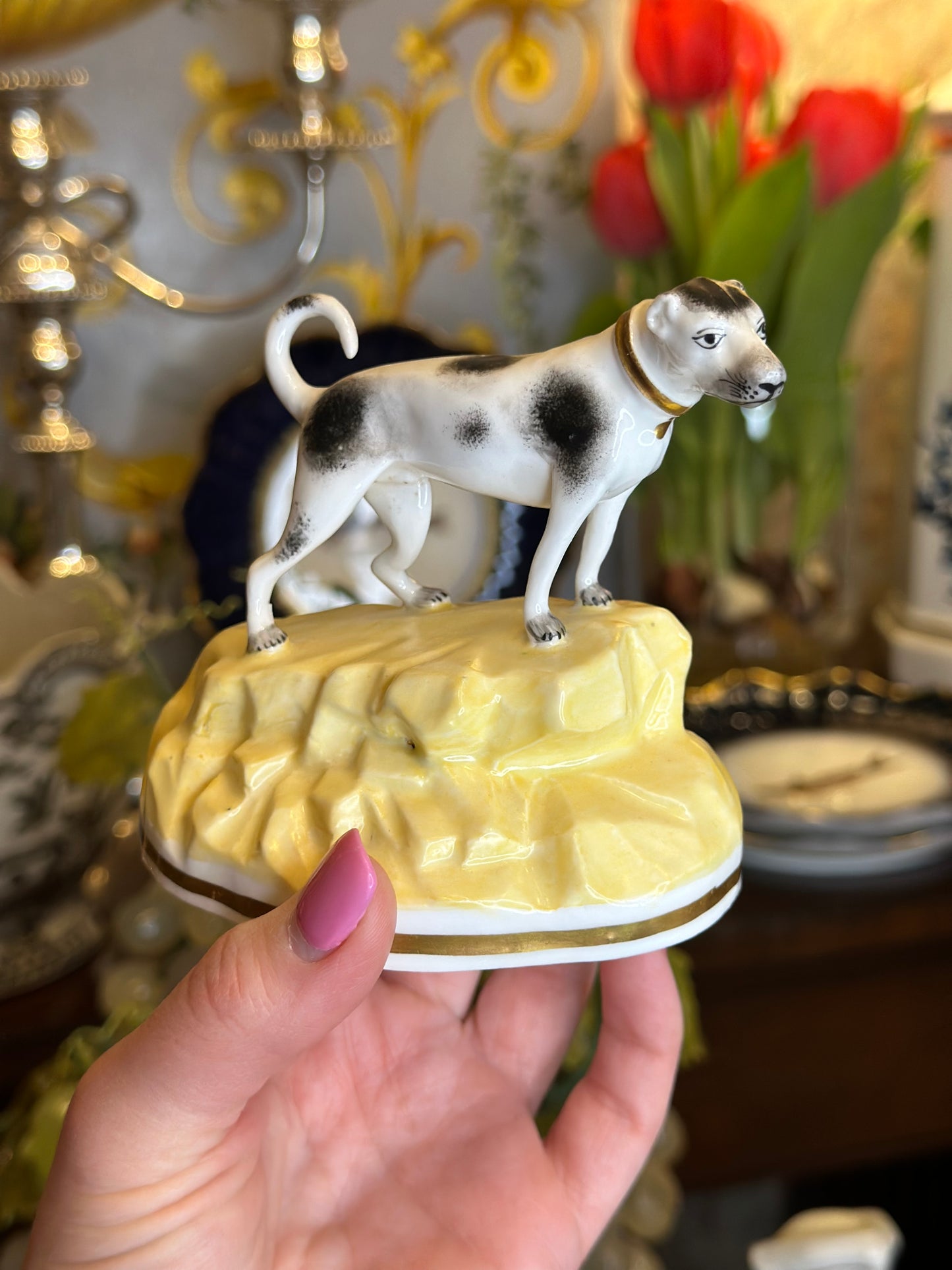 Antique Staffordshire Dalmatian Figure, 3" tall