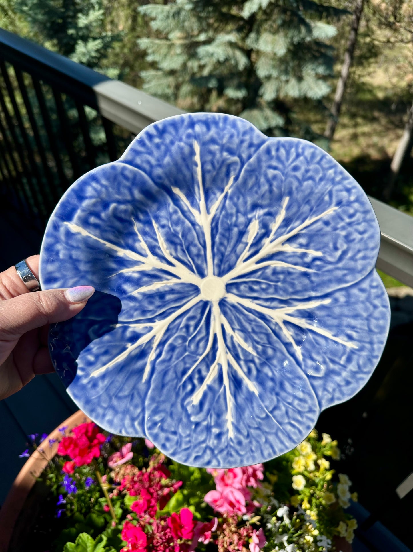 Rare Bordallo Pinheiro Blue Sapphire Cabbage Luncheon Plates | 9.25”, Sold Separately