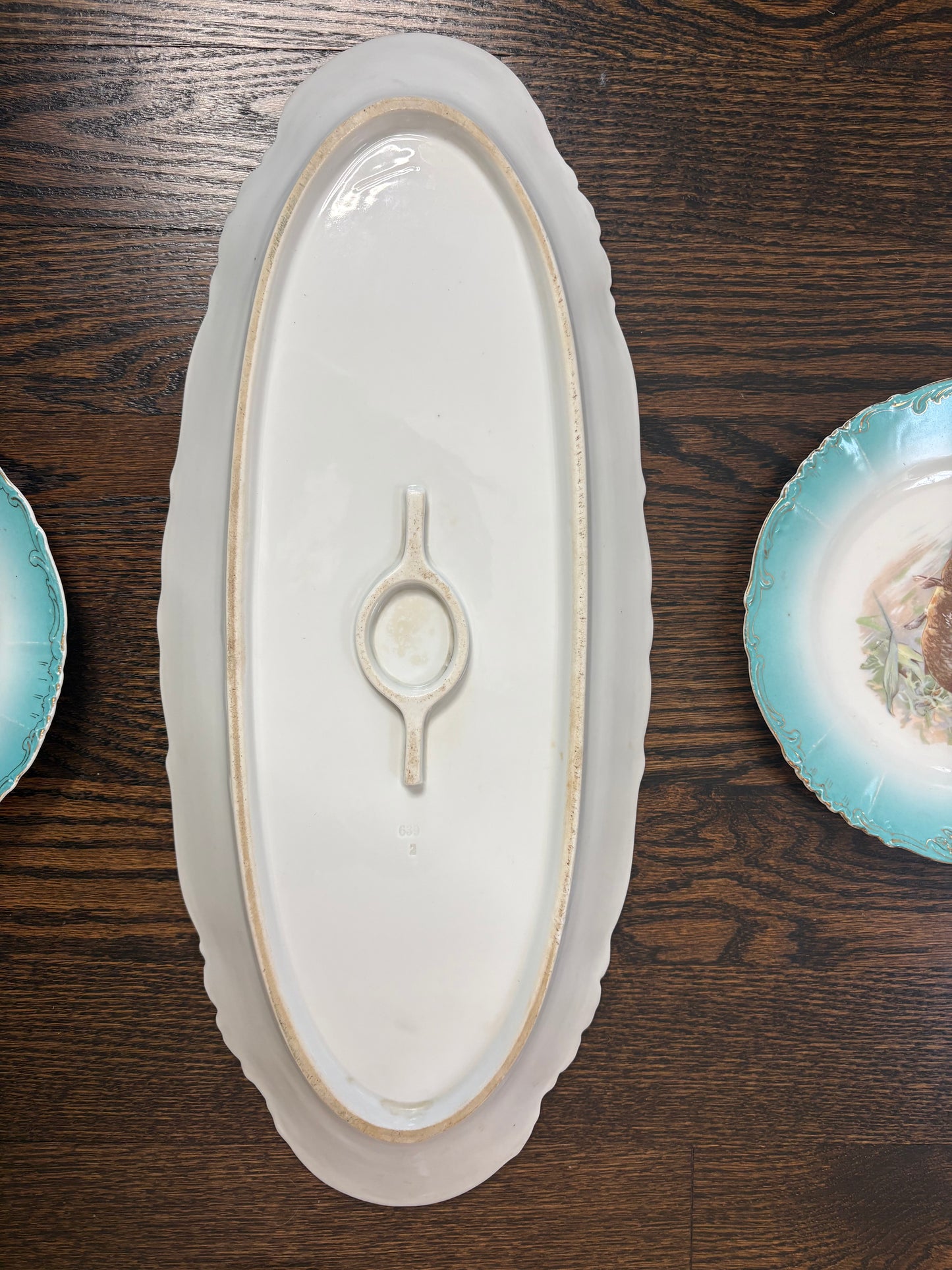 Antique Fish China Set Serving Platter and 4 8.5” plates