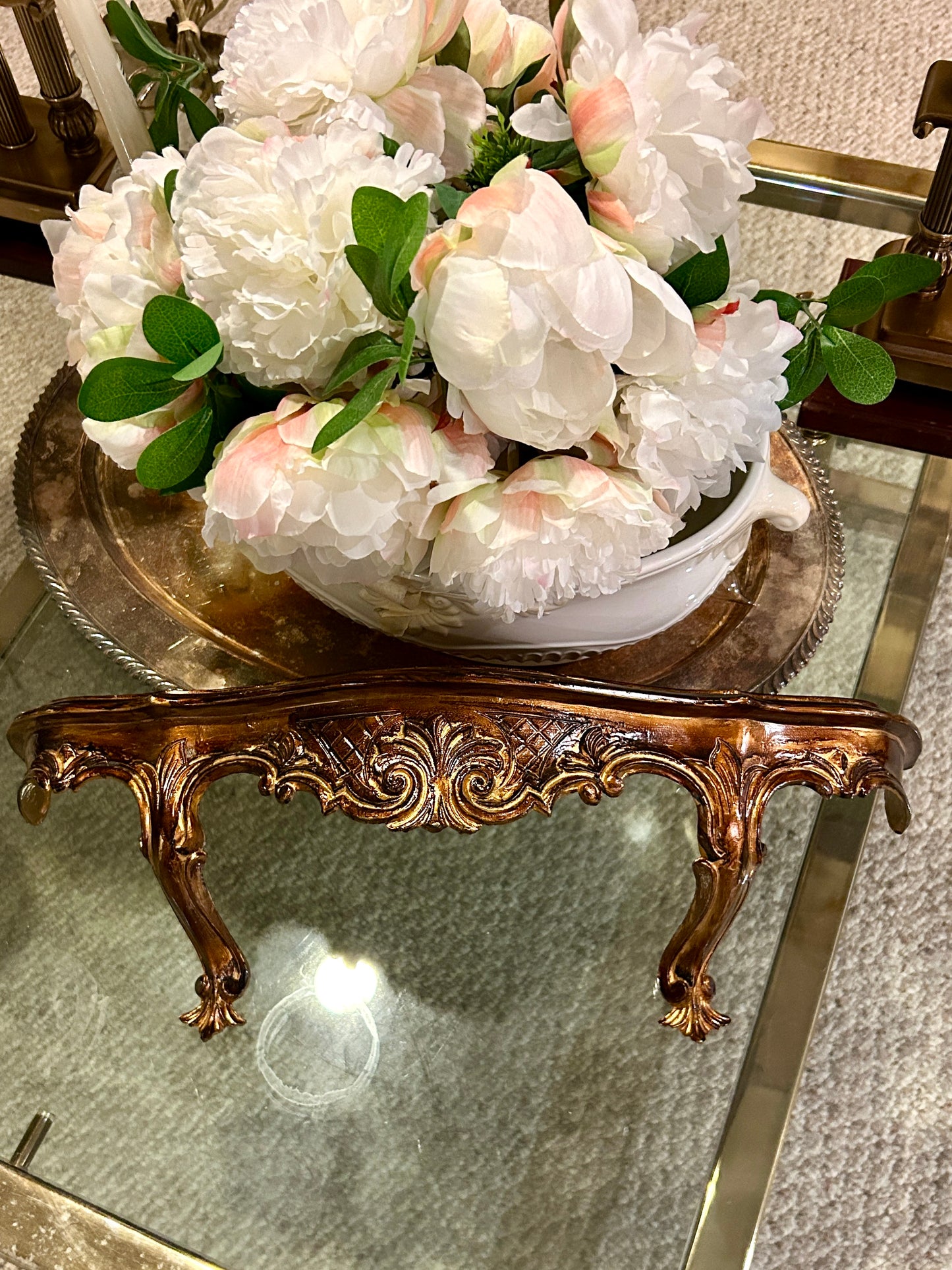 Vintage baroque resin wall sconce 18 in