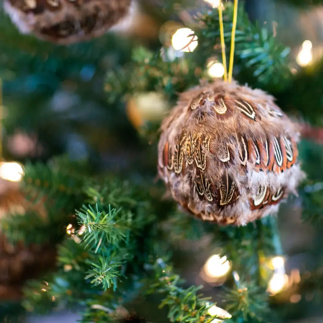 Natural Ringneck Feather Ornament - 3" Ball