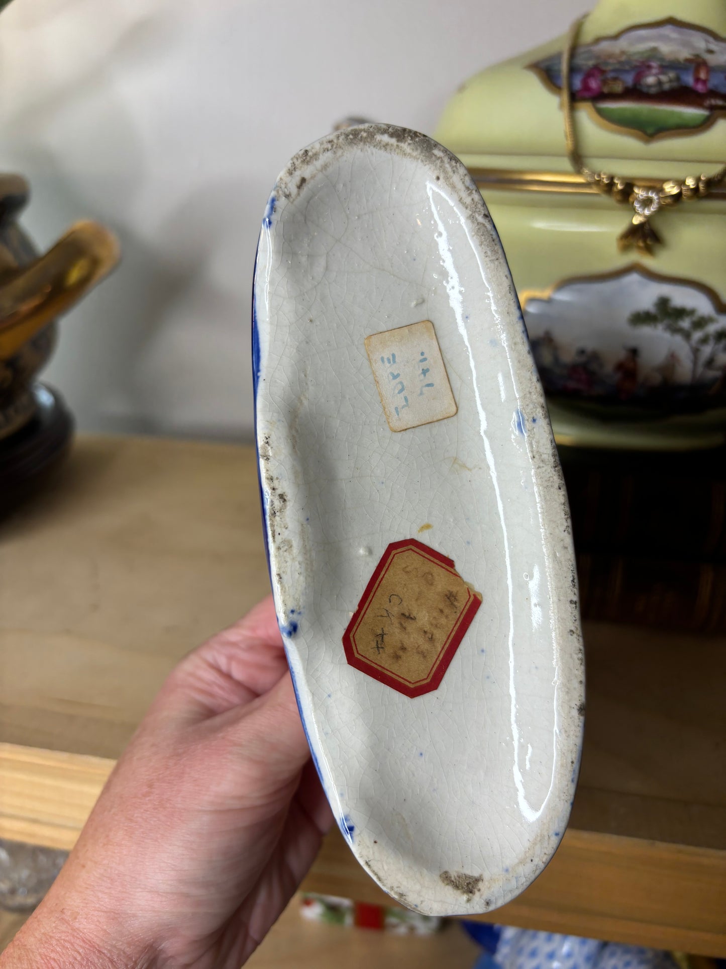 Beautiful Antique Staffordshire Greyhound inkwell/quill holder!