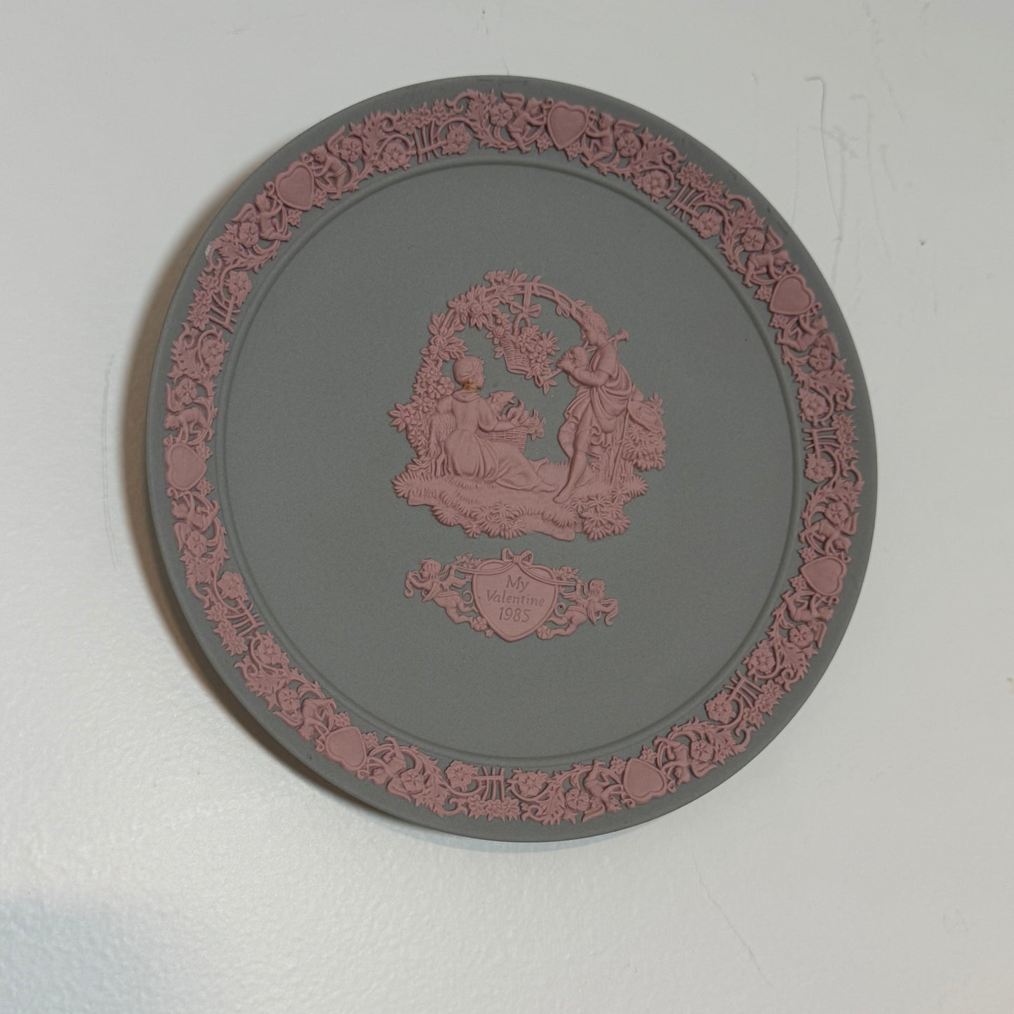 Wedgwood blue and pink My Valentine plate 1985