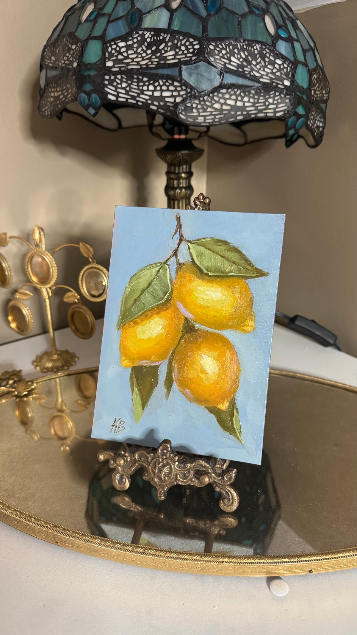 Lemon original oil painting 5x7” on board unframed