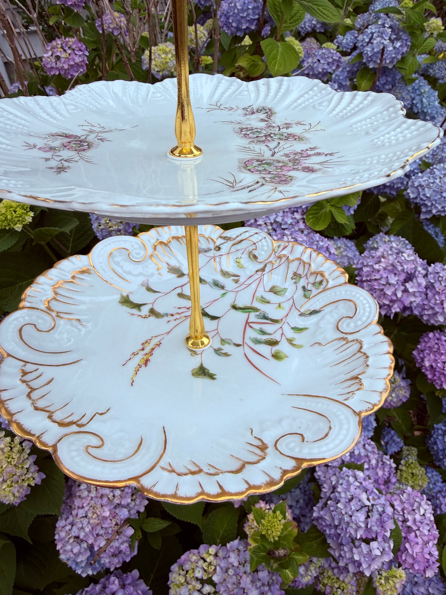 Vintage Custom Made Green 3 Tier Plate Stand