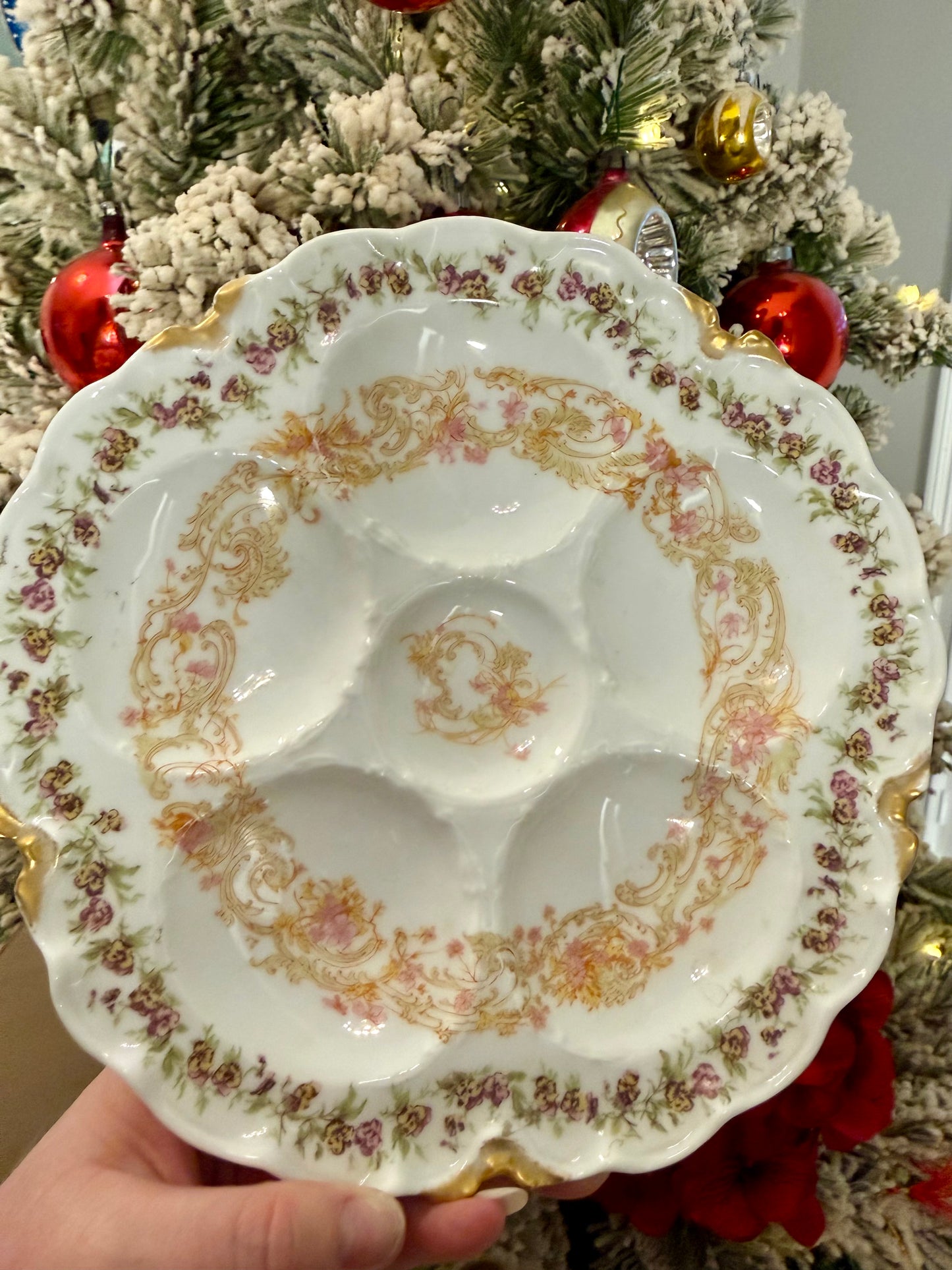 Early 1900’s French Hand-Painted Oyster Plate (3 Available) - Pristine Condition