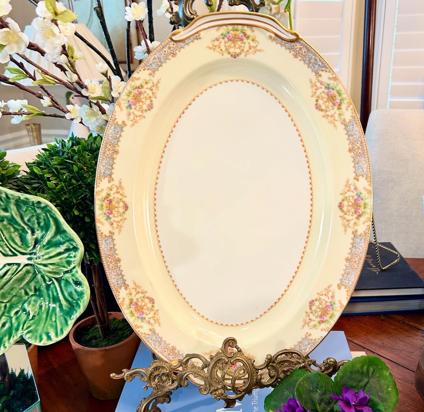 Stunning NORITAKE Occupied Japan Porcelain China oval platter with