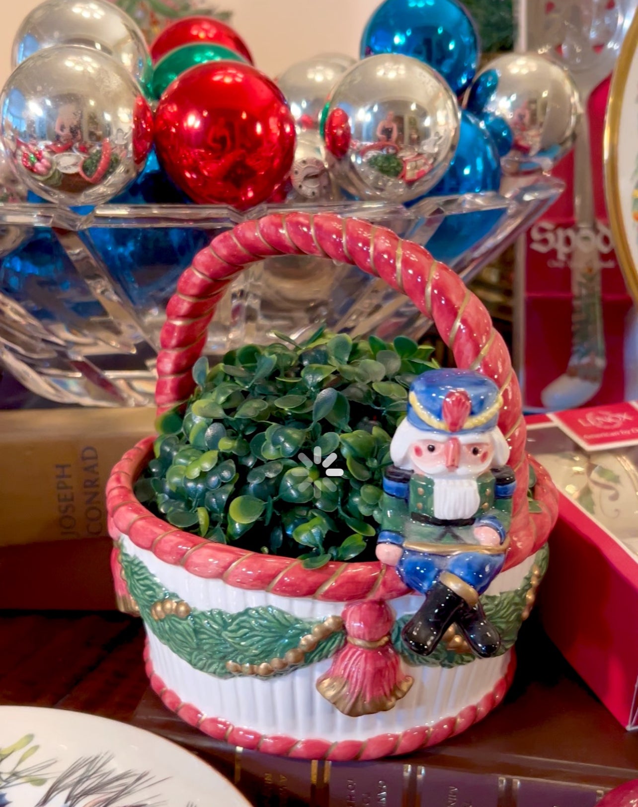 Vintage Fitz & Floyd Nutcracker & tassels Christmas holiday candy dish