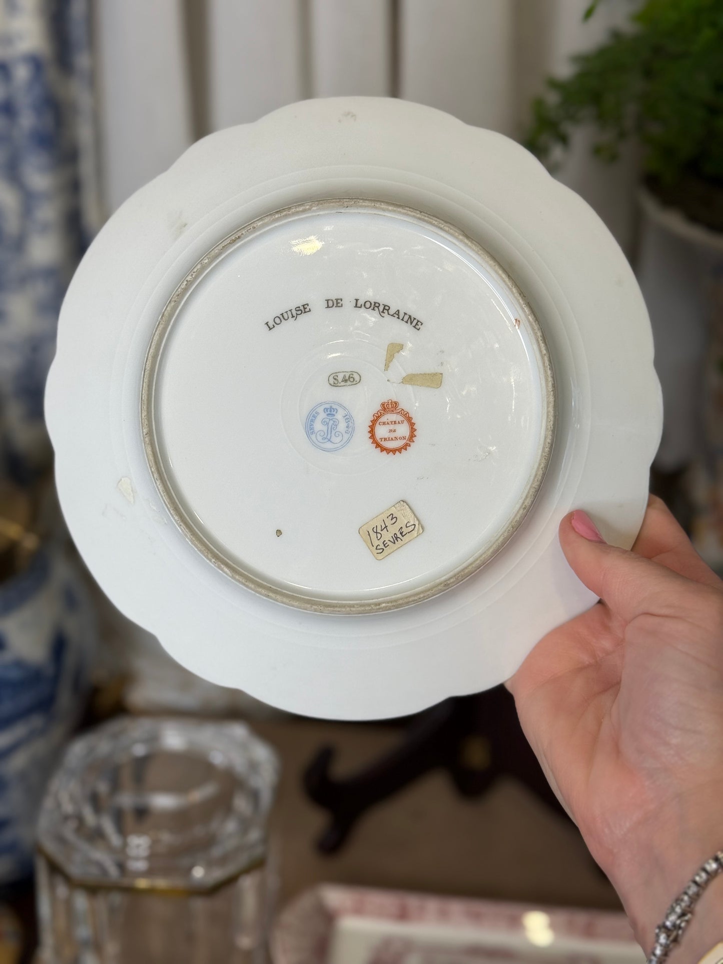 1843 Sèvres Portrait Plate – Louise de Lorraine, Hand-Painted with Gilt Detailing