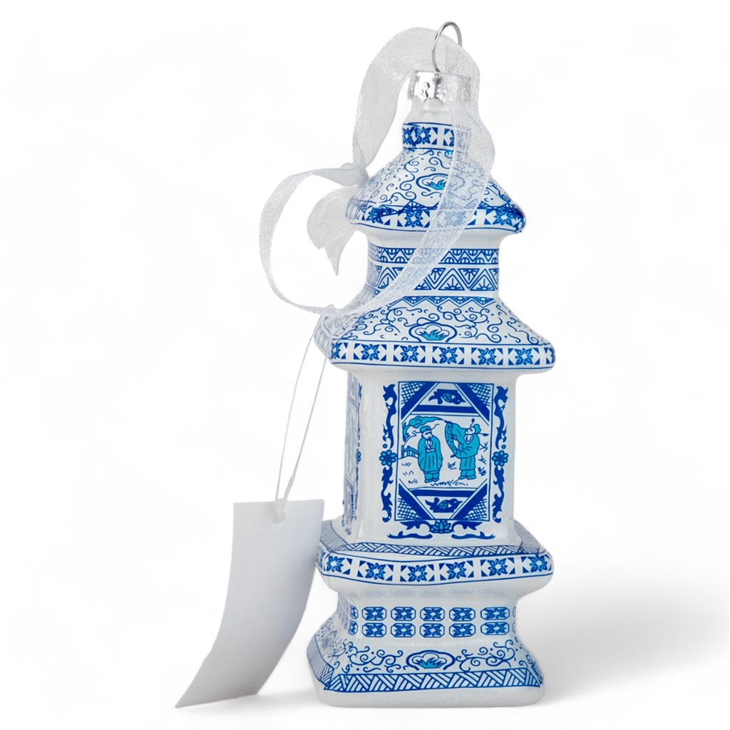 Danny's Fine Porcelain | Blue & White 5" Glass Pagoda Ornament (Single)