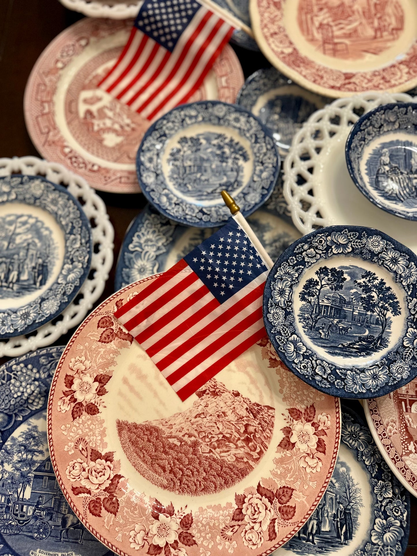 Old English Staffordshire Ware Red "Mountain" Dinner Plate, Made in England, 10”