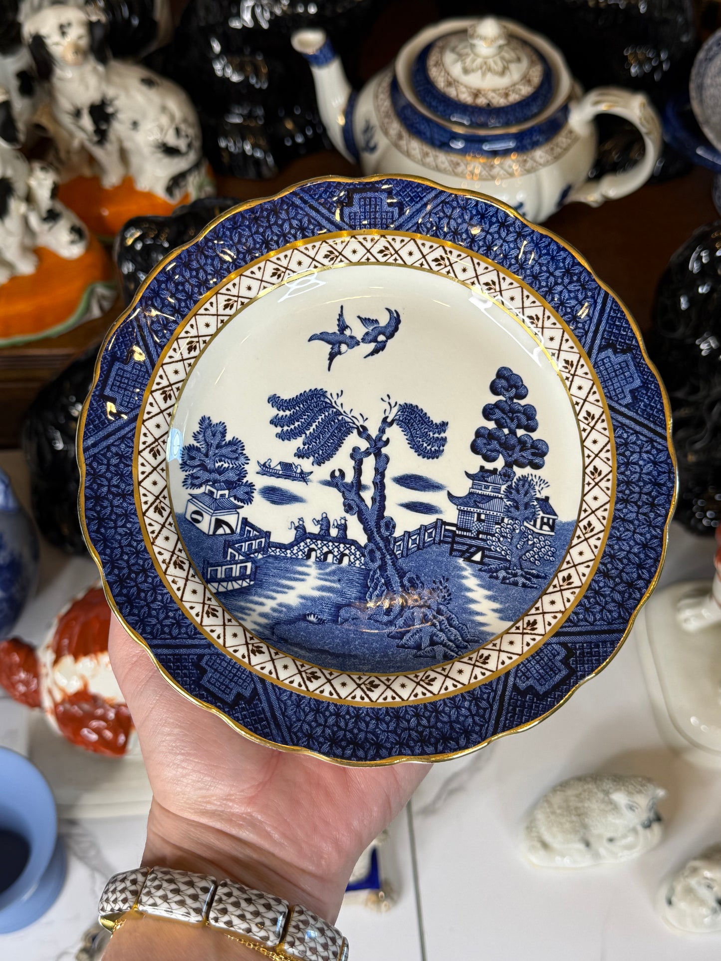 RESERVED - SUZZETTE - Vintage 1950's Booths Real Old Willow | Scalloped 6 3/4"D Bread Plate | Blue & White | English Transferware | A8025