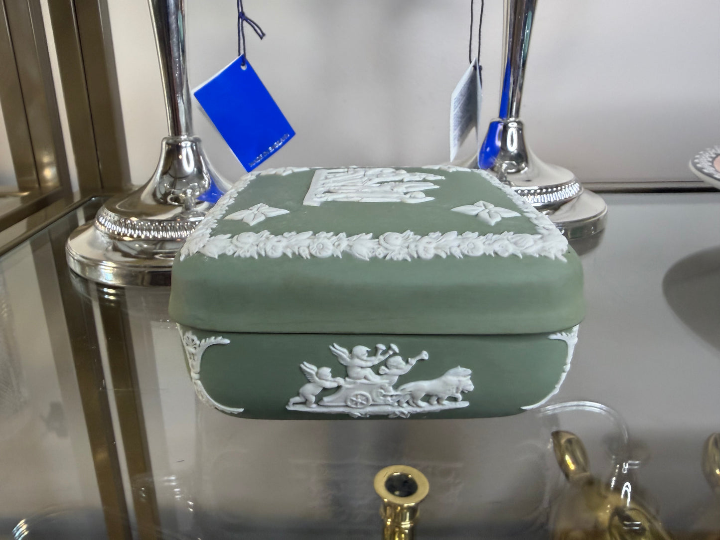 Wedgwood sage green square trinket box!