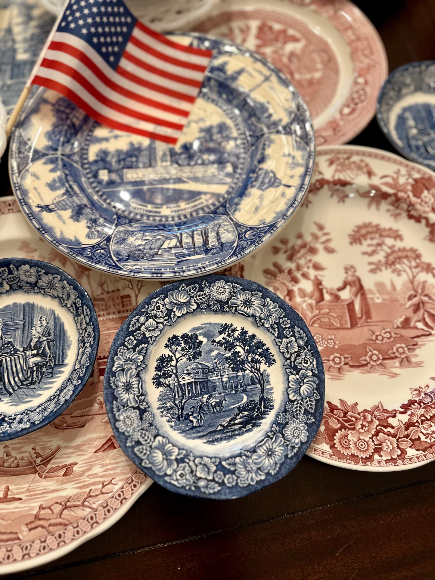 Staffordshire Liberty Blue Bread Plates Set of 8, Made in England, 6”