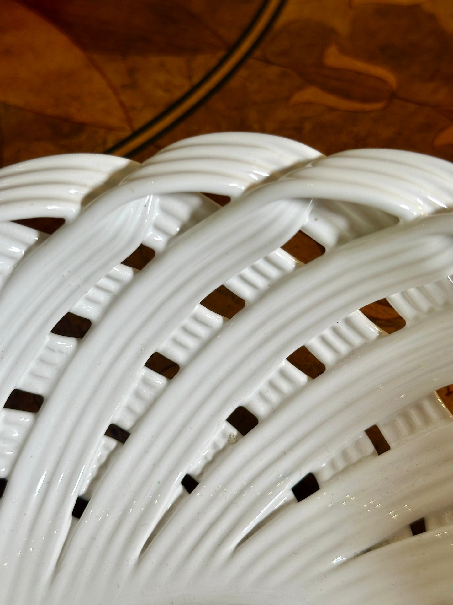 Vintage Italian White Ceramic Reticulated Basket Bowl | Made in Italy for Nordstrom