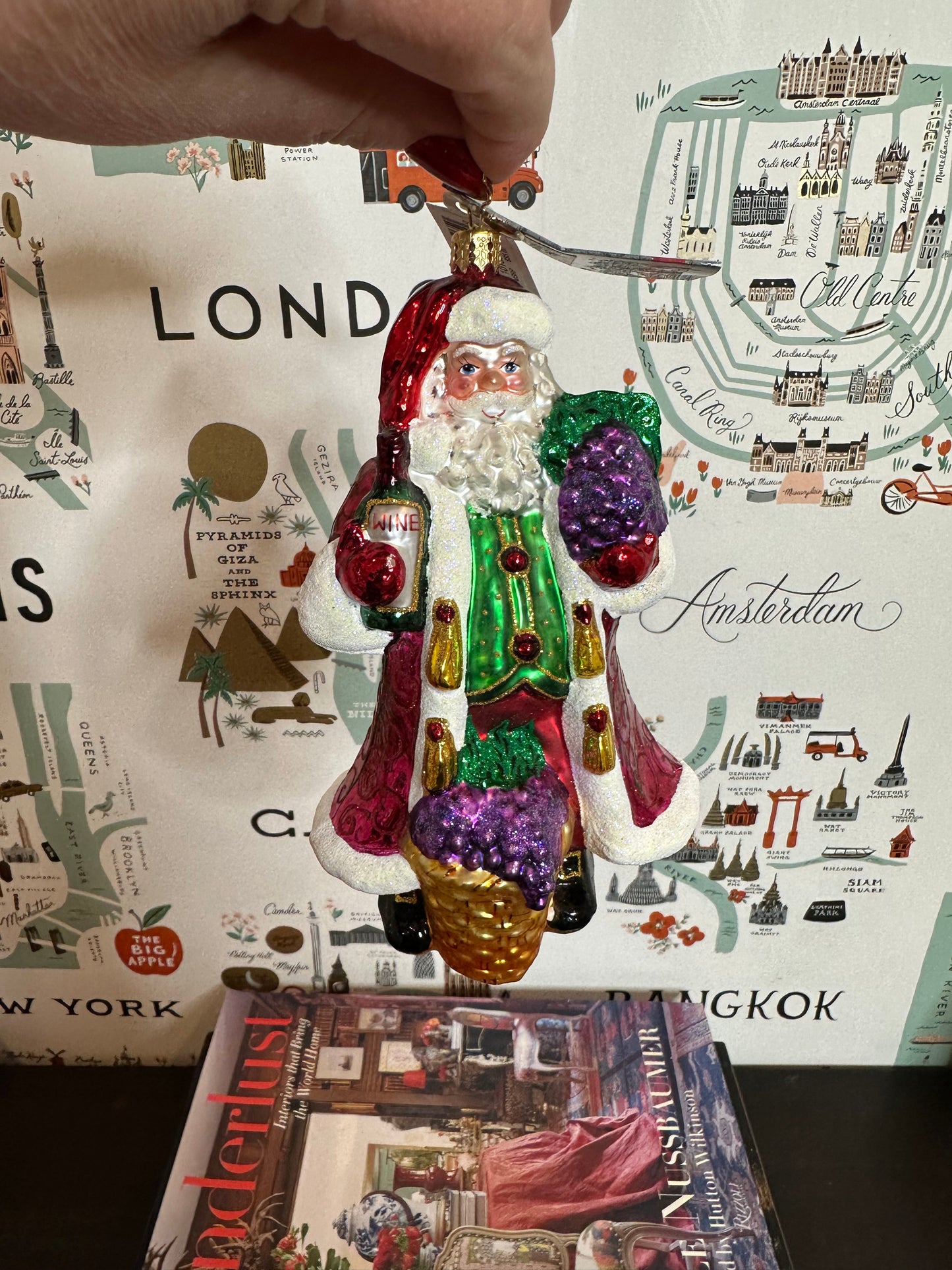 Christopher Radko “Merlot Merriment” Santa Glass Christmas Ornament | Retired 2010 | Poland