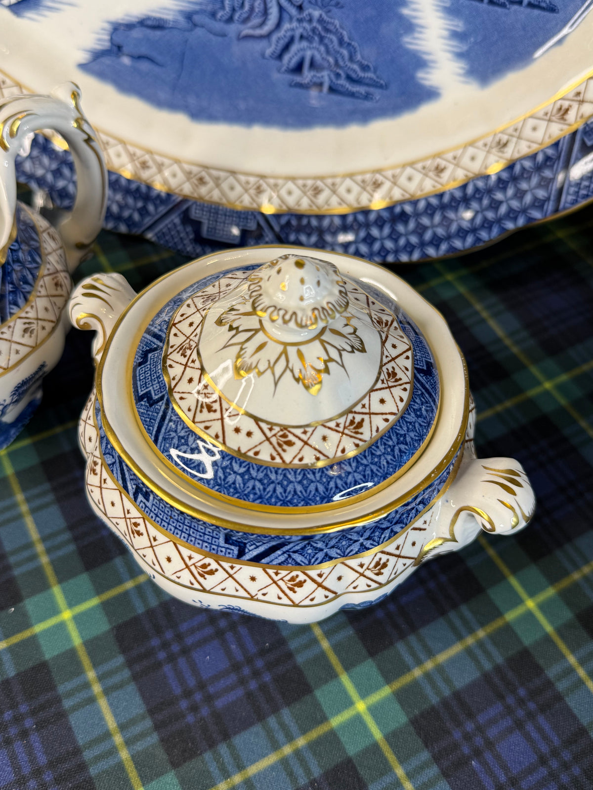 Vintage Booths Real Old Willow Creamer & Covered Sugar Bowl Set | A8025 | Made in England