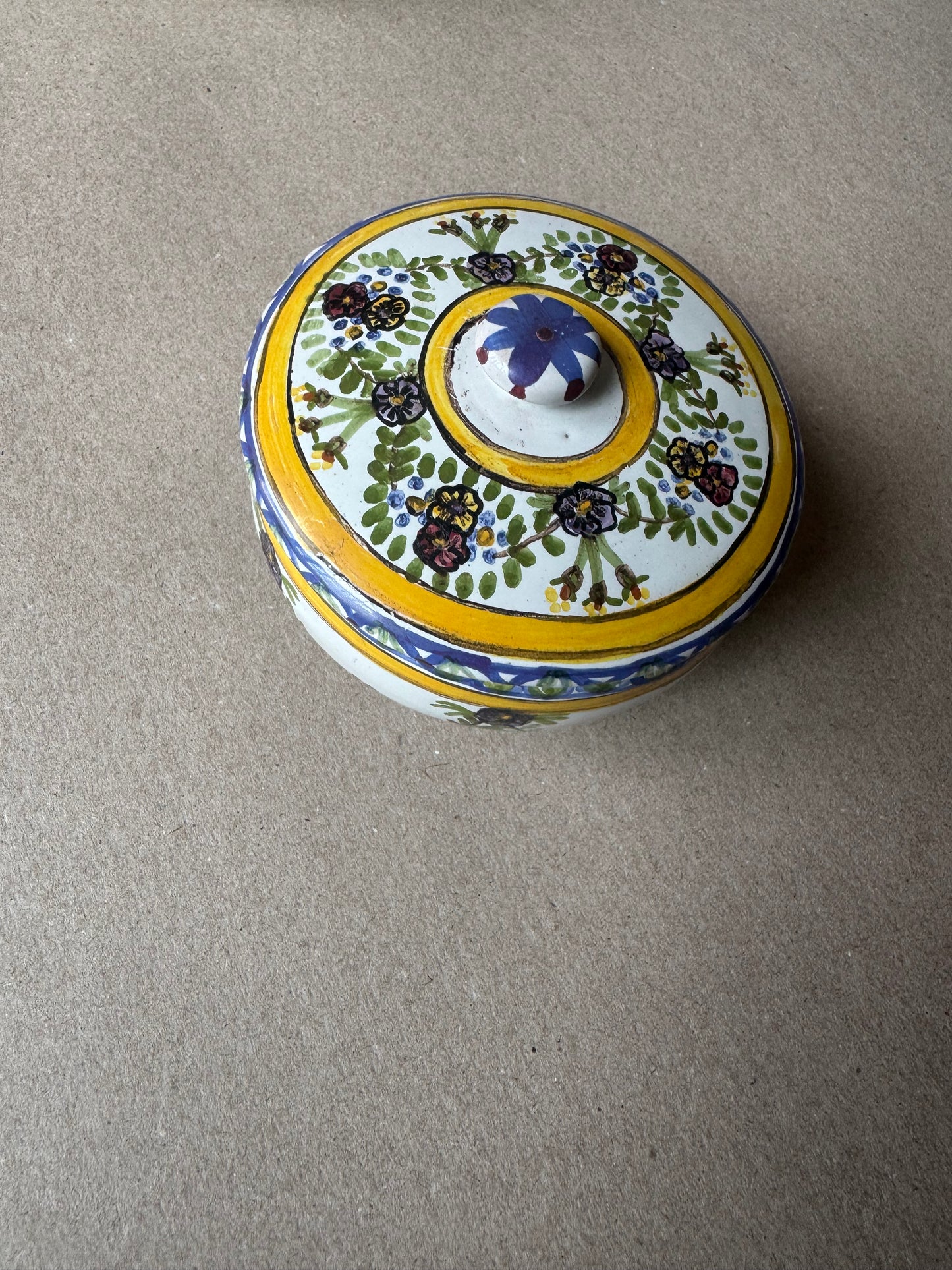 Hand-Painted Portuguese Lidded Sugar Bowl | F.F. Marques Celeste