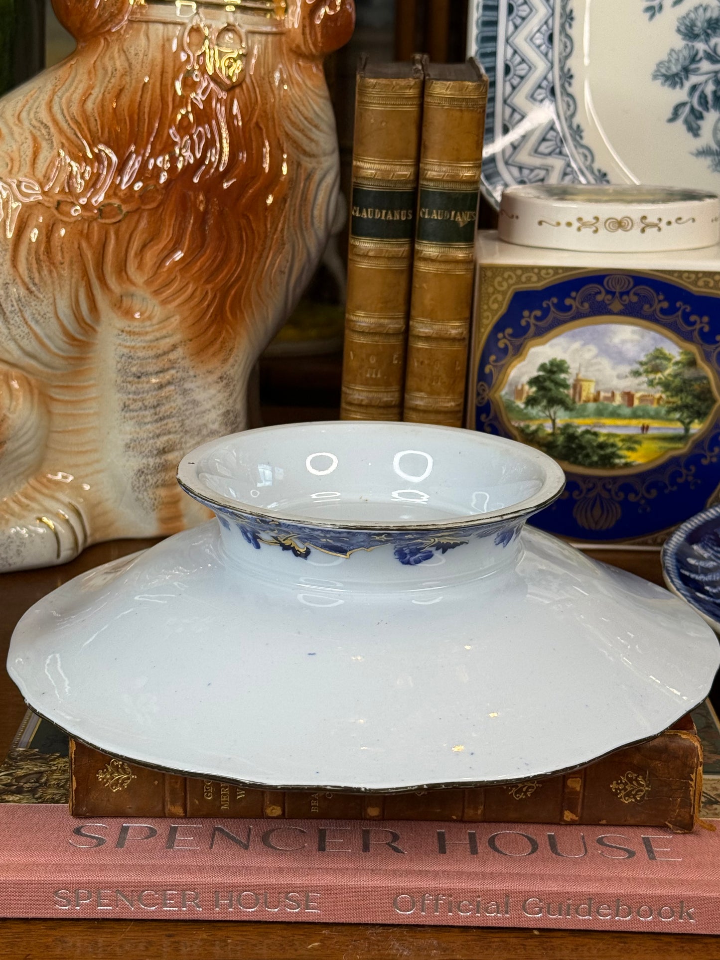 Antique 1815Copeland Spode Pattern 3702 Footed Pedestal Bowl | New Stone China Chinoiserie | Blue, White & Gilt