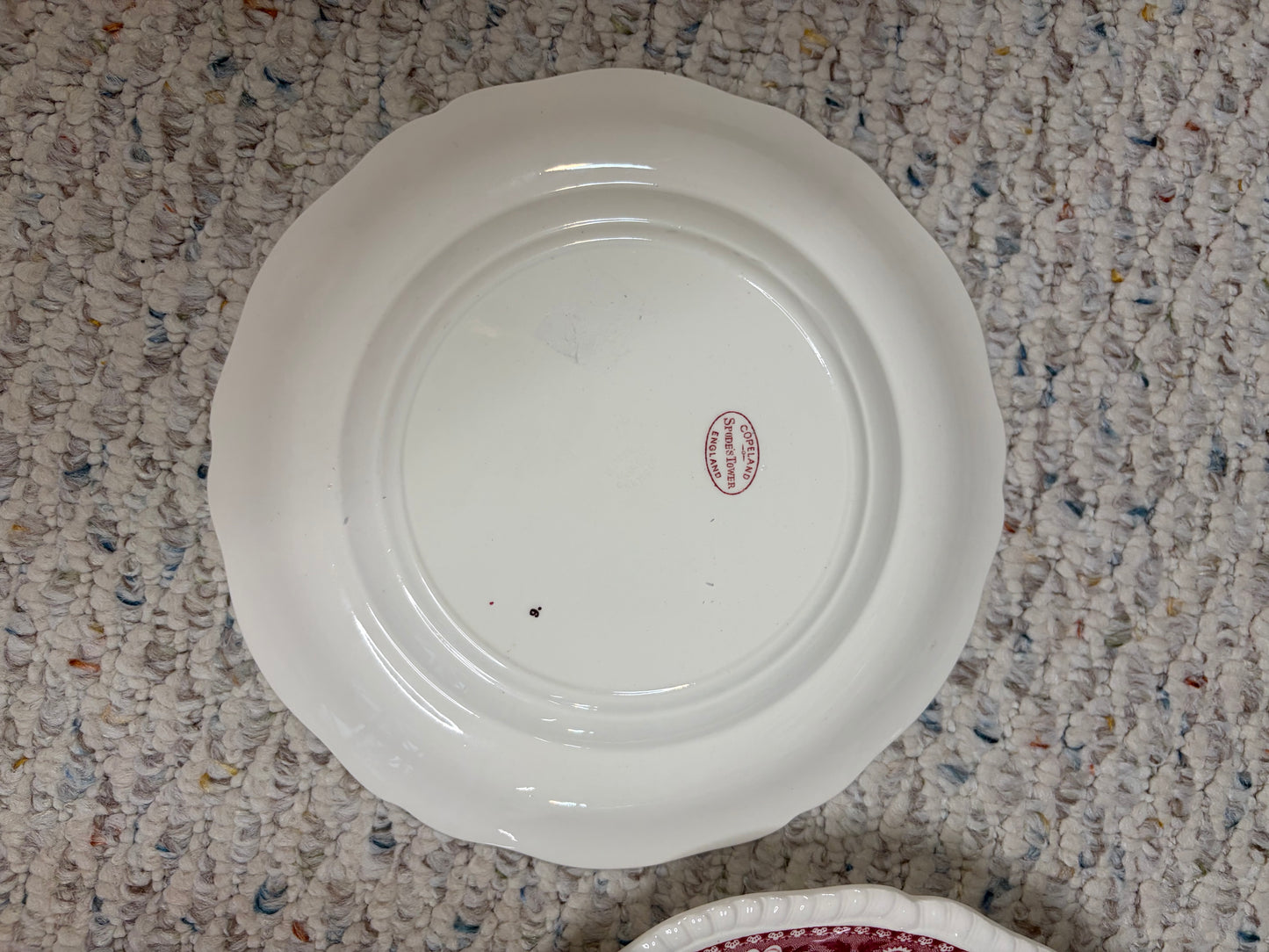 Copeland Spode tower red transferware plates pair!