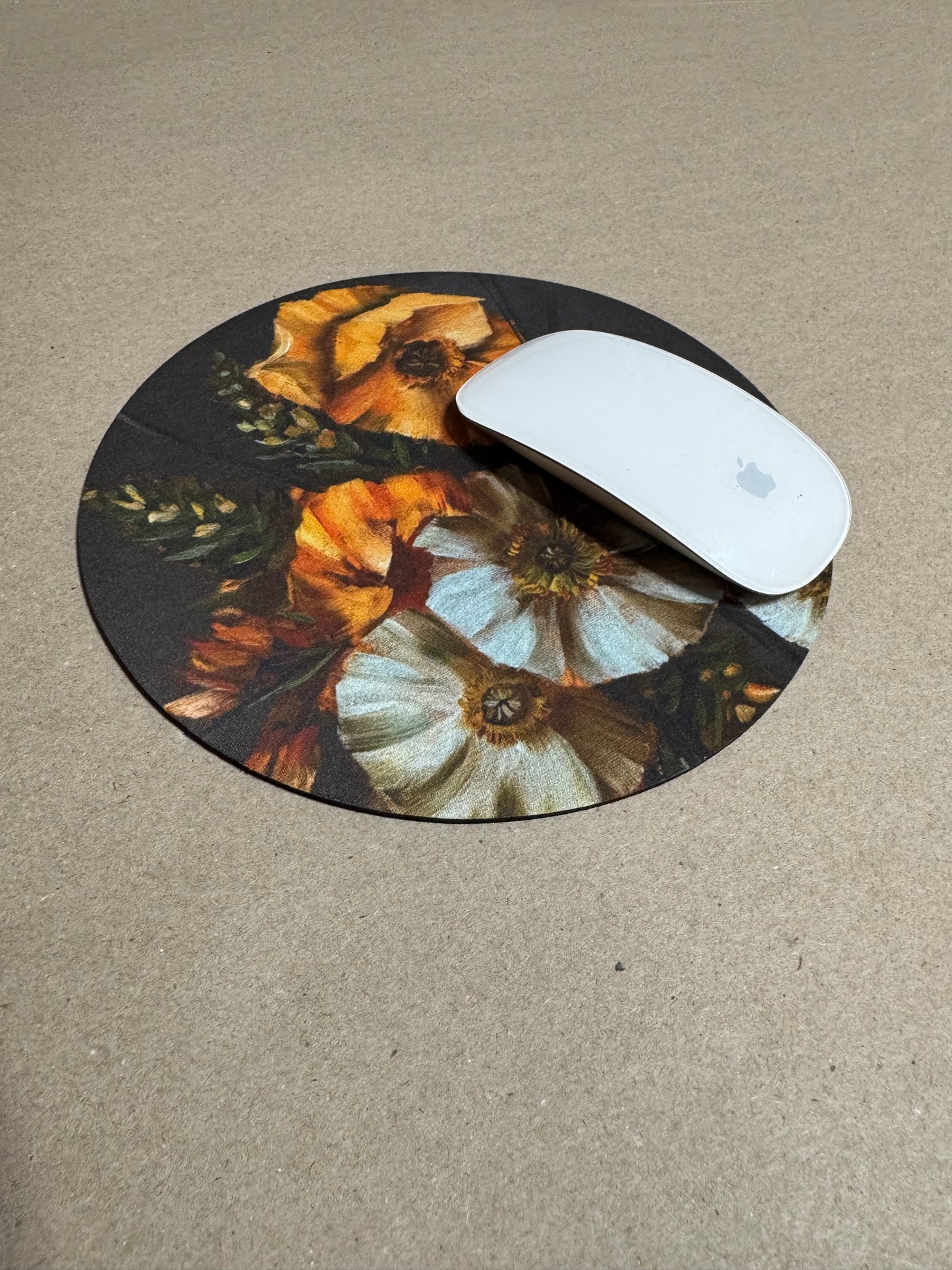 Yellow white poppies mouse pad