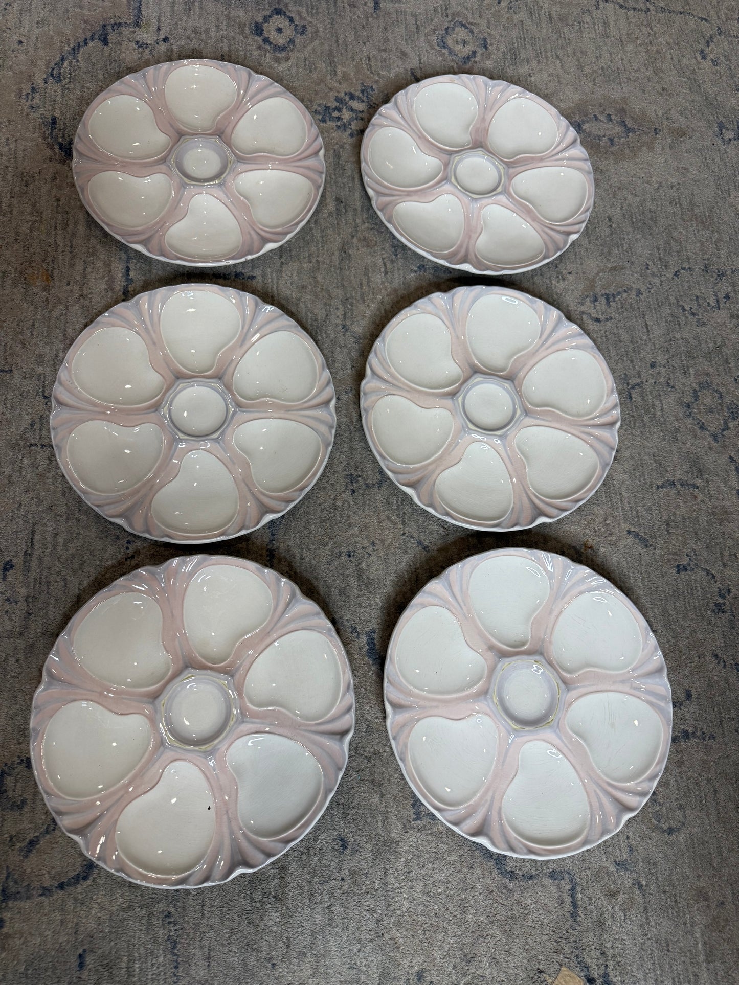 Live 12/2 for JD - Set of 6 Signed French Oyster Plates